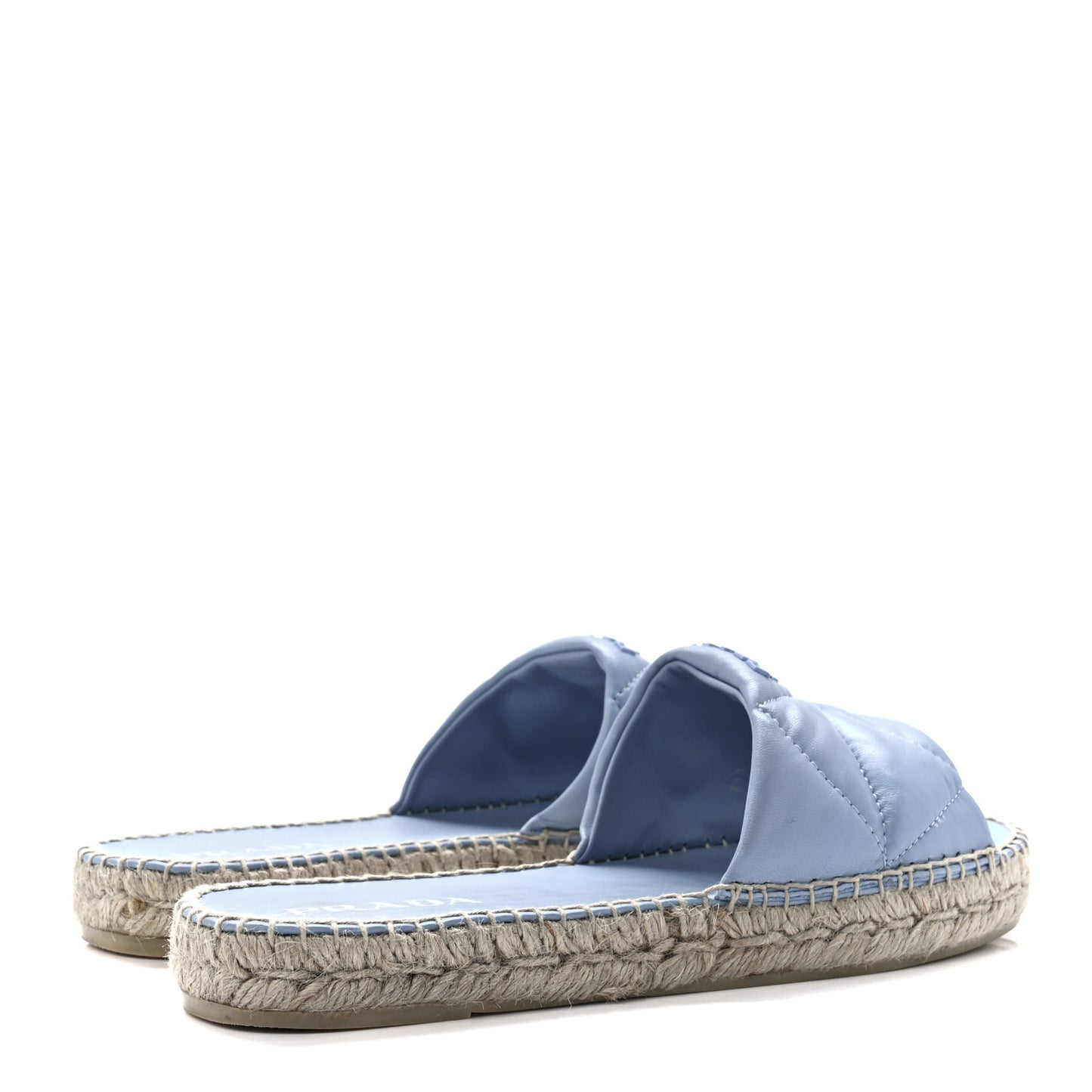Nappa Logo Quilted Espadrille 20mm Slide Sandals 40 Celeste