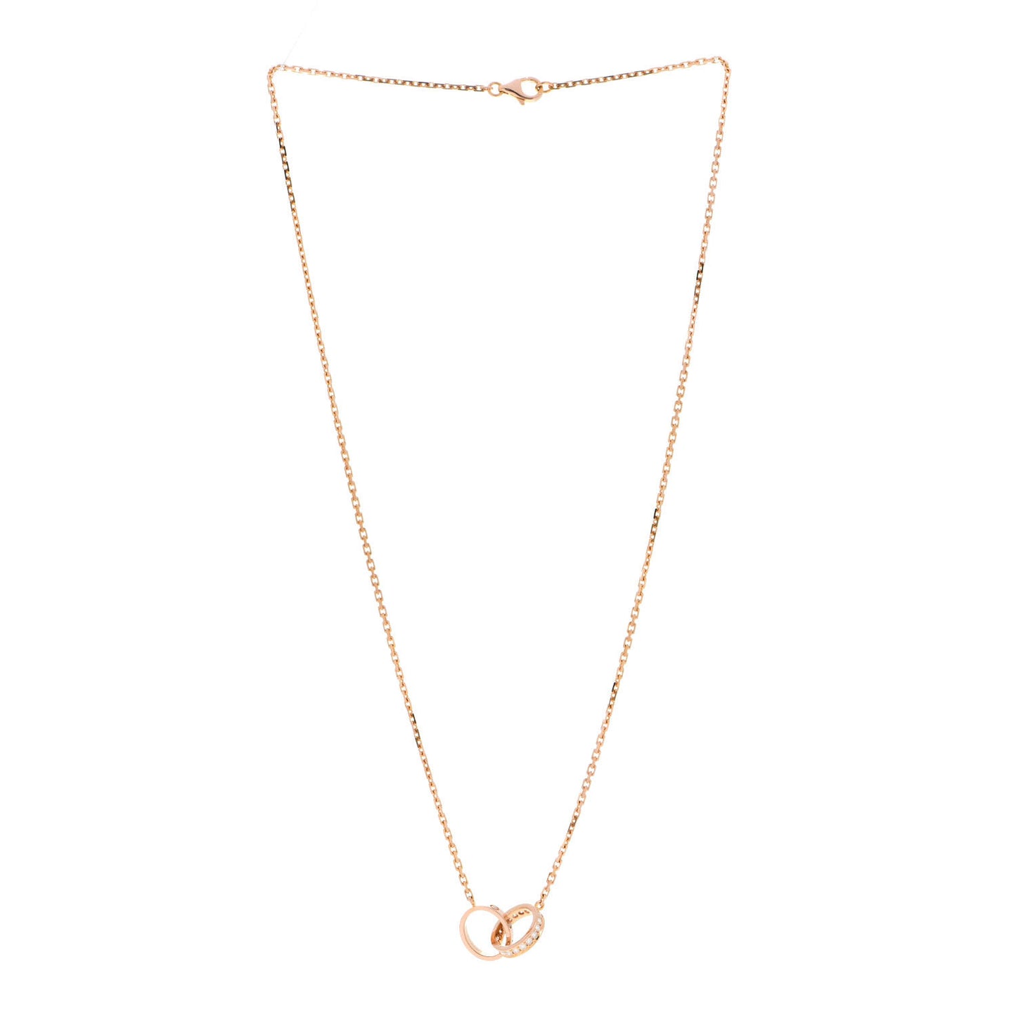 18K Pink Gold Diamond Interlocking LOVE Necklace