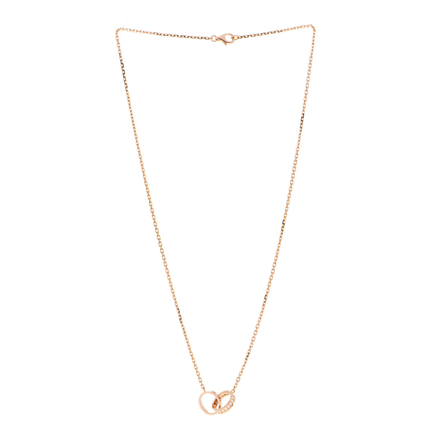 Cartier 18K Pink Gold Diamond Interlocking LOVE Necklace 3 of 6