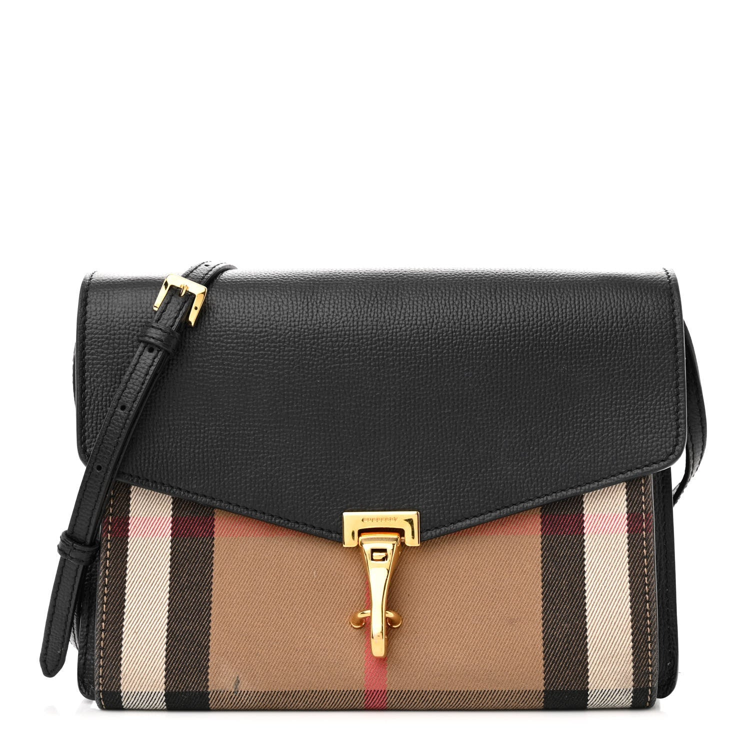 Burberry Derby Calfskin House Check Small Macken Crossbody Bag Black 1 of 11