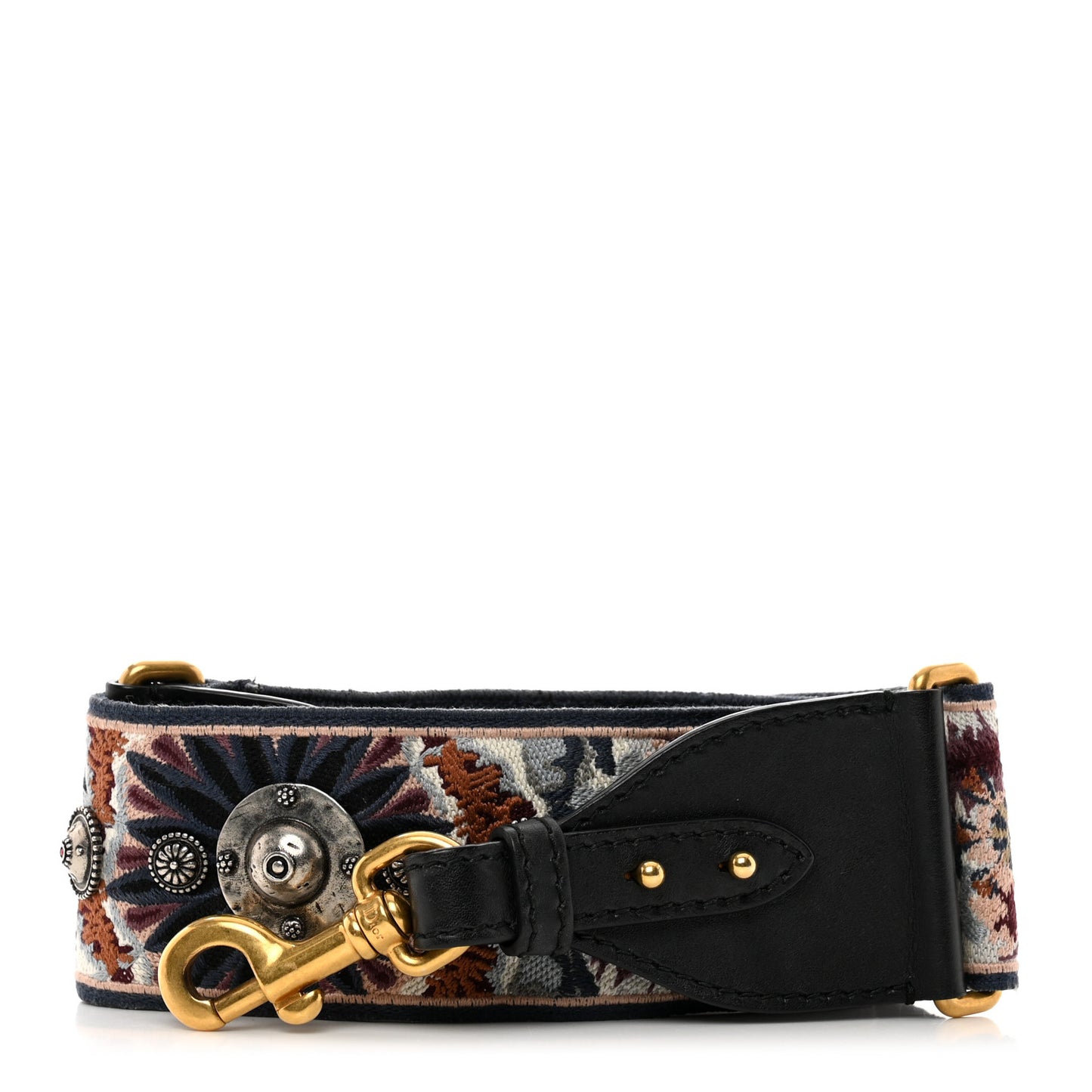 Canvas Embroidered Studded KaleiDiorscopic Shoulder Strap Multicolor