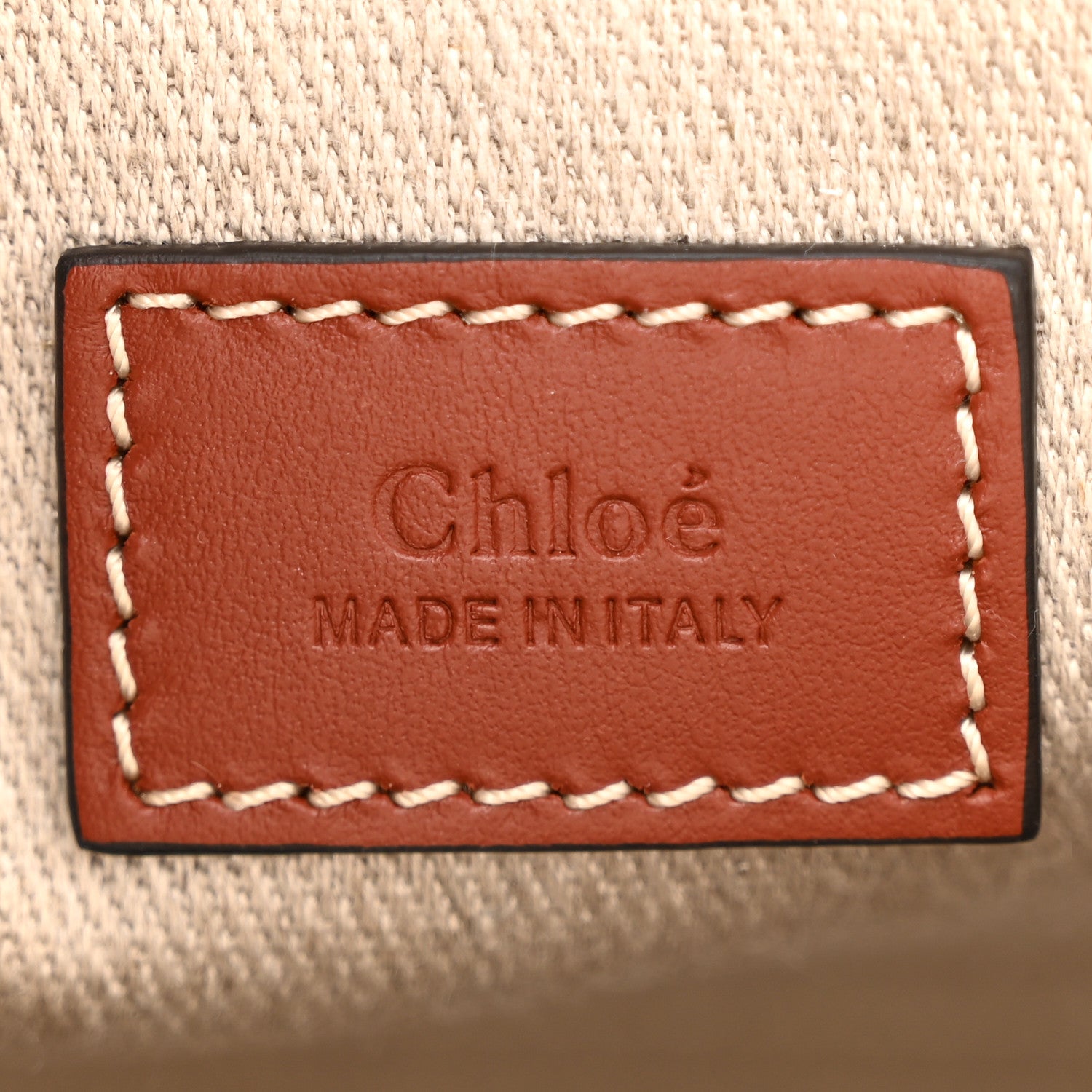 Chloe Cotton Calfskin Small Woody Ribbon Tote With Strap White Brown 6 of 10