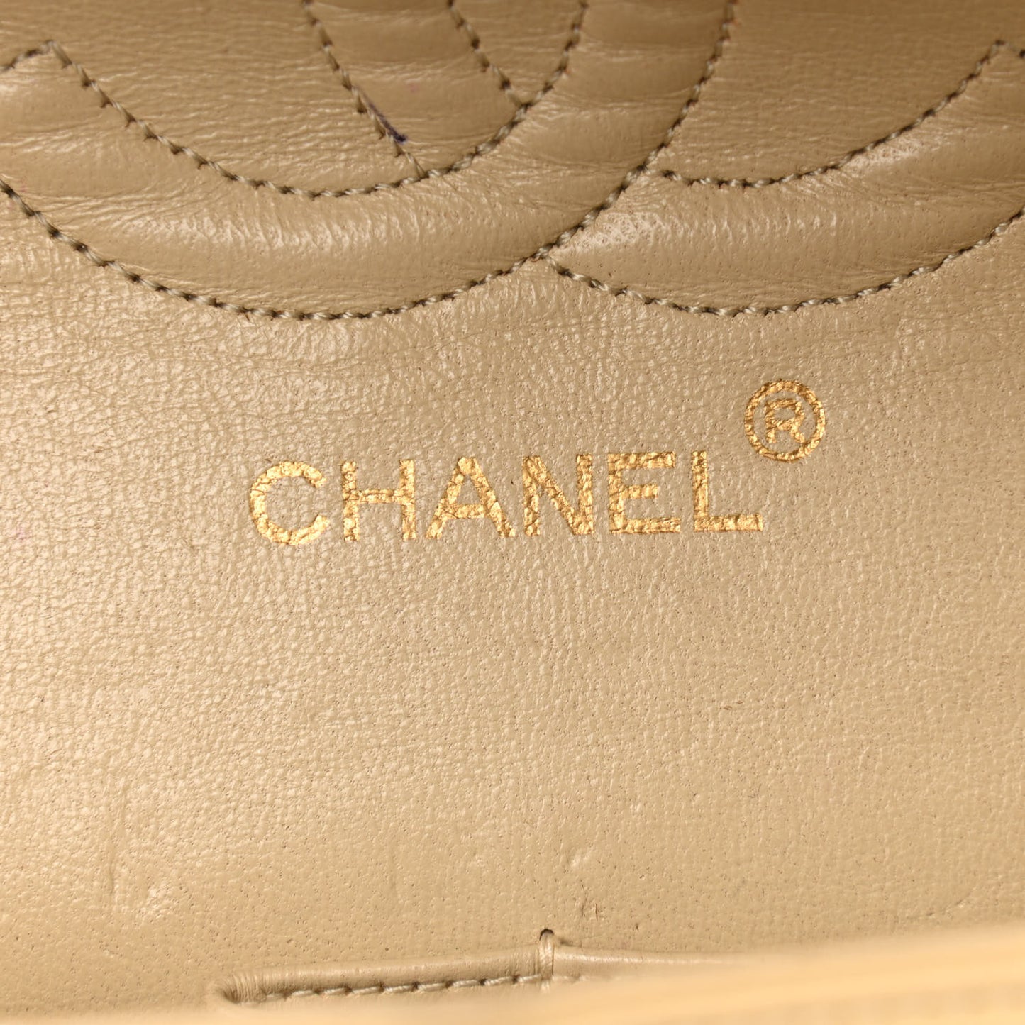 Lambskin Quilted Medium Double Flap Beige