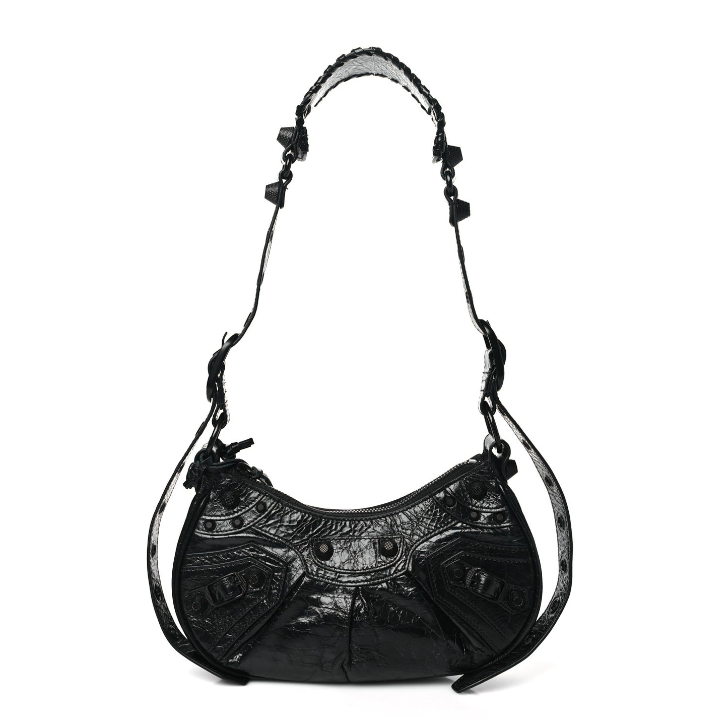 Agneau Arena Monochrome Le Cagole Shoulder Bag XS Black