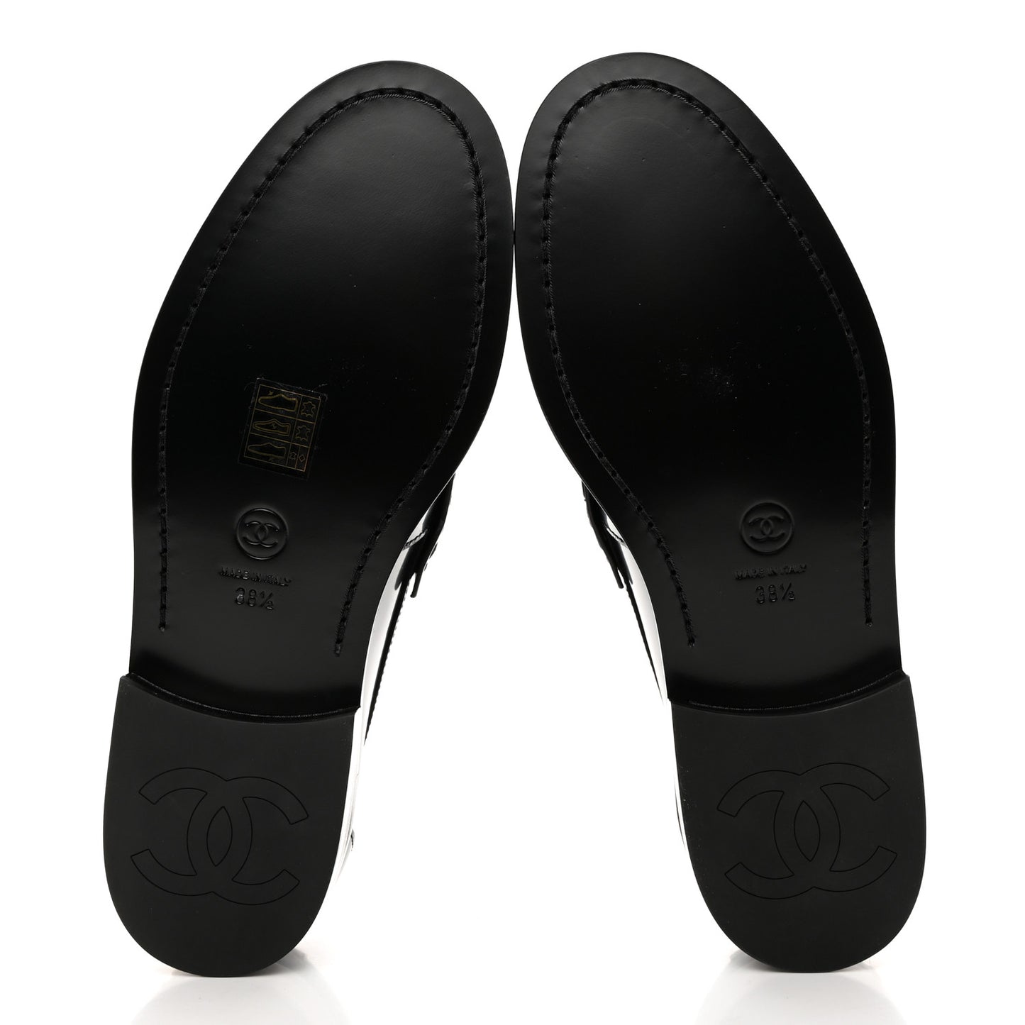 Shiny Calfskin Logo Loafers 38.5 Black