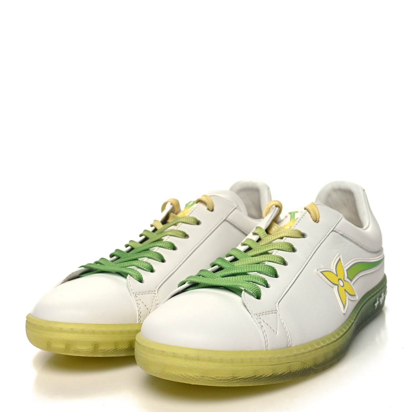 Calfskin Mens Luxembourg Samothrace Sneakers 7 White Yellow Green