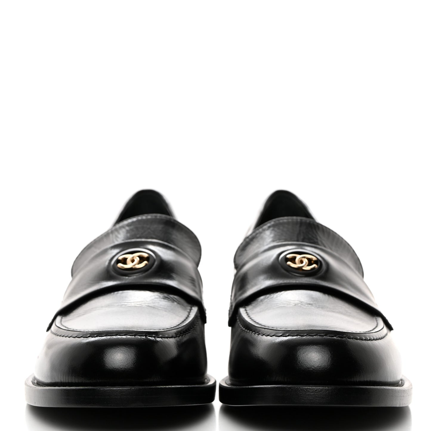 Calfskin CC Moccasin Loafers 40 Black