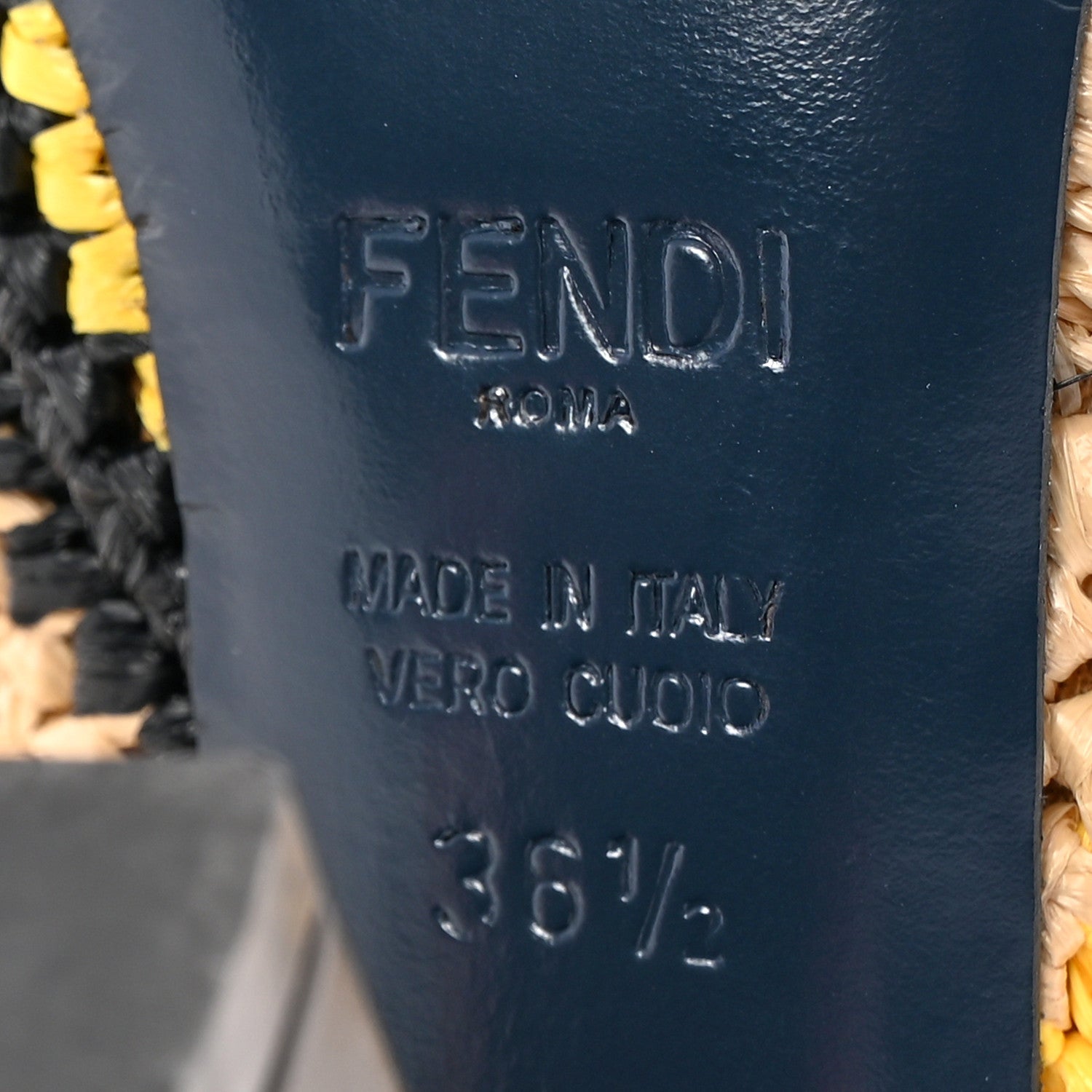 Fendi Raffia Wave Open Toe Platform Sandals 36.5 Sand Black 5 of 13