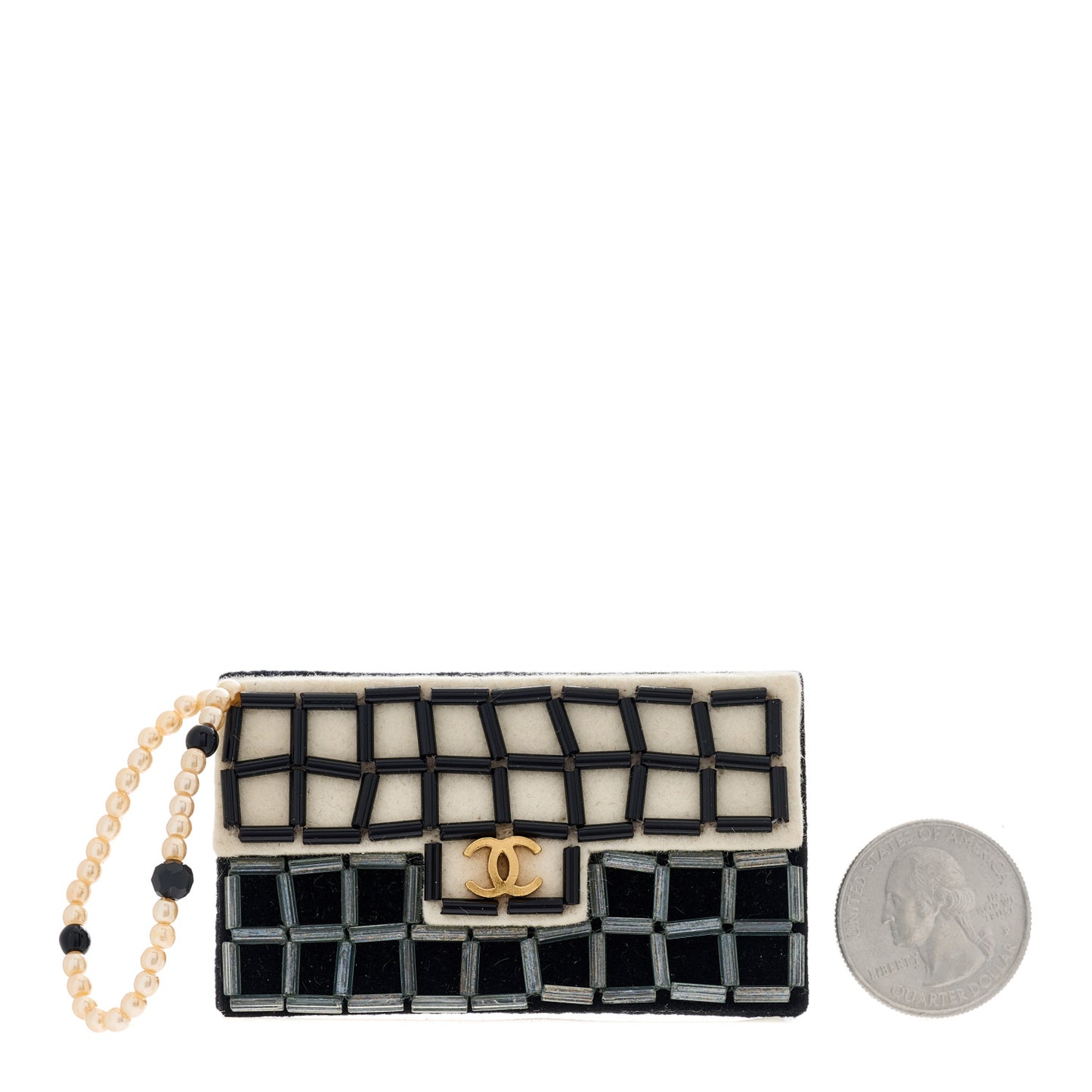 Felt Beaded Classic Flap Brooch Black White