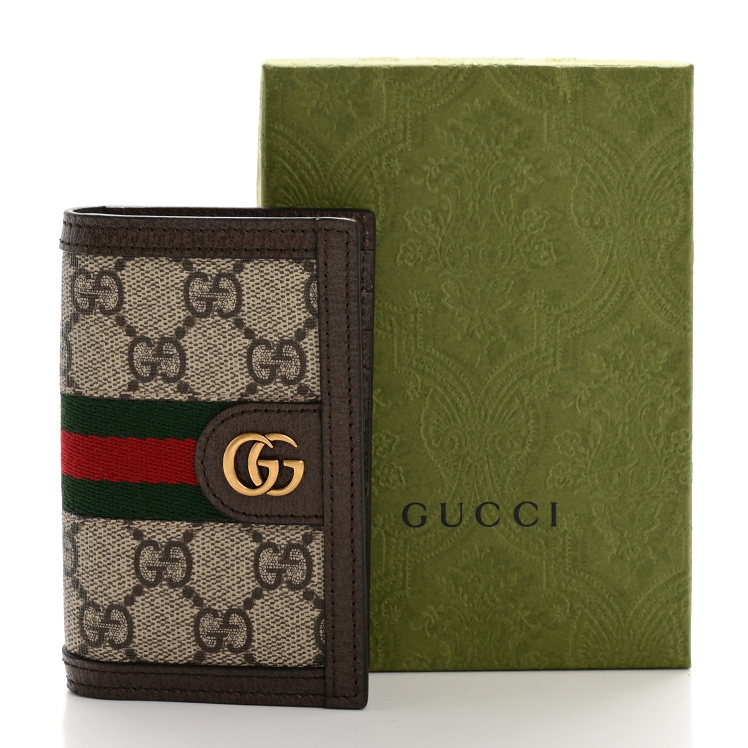 Gucci GG Supreme Monogram Web Ophidia Card Case Beige New Acero 8 of 8