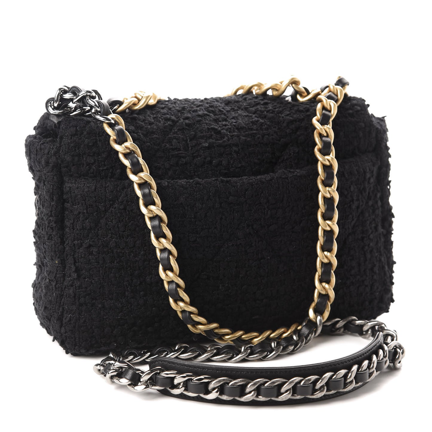 Tweed Quilted Medium 19 Flap Black
