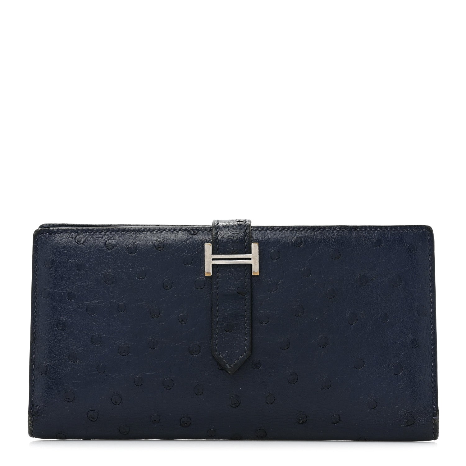 Hermes Ostrich Bearn Wallet Bleu Iris 1 of 17
