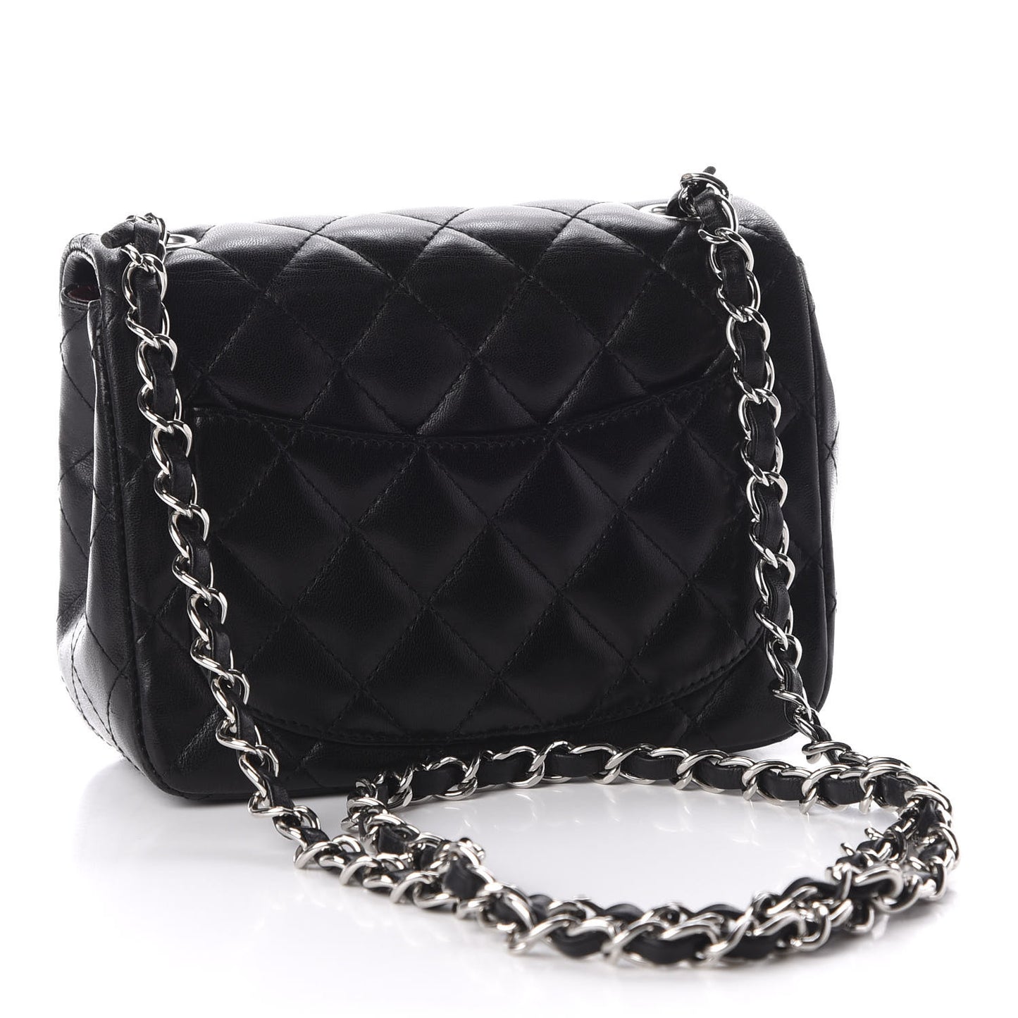 Lambskin Quilted Mini Square Flap Black