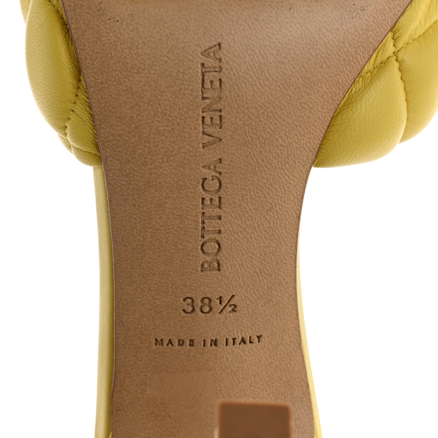 Nappa Matelasse Padded Mule Sandals 38.5 Pear