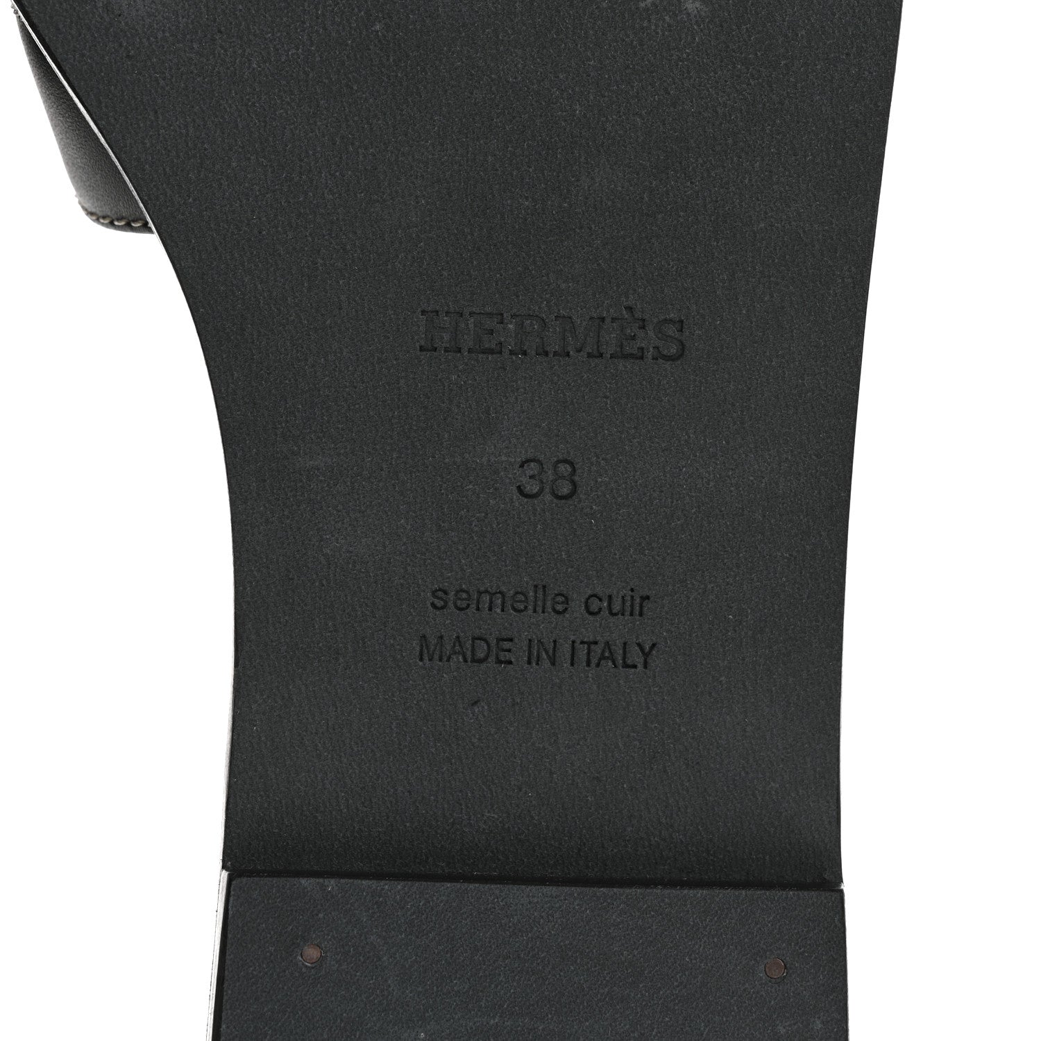 Hermes Box Calfskin Oran Sandals 38 Black 8 of 9
