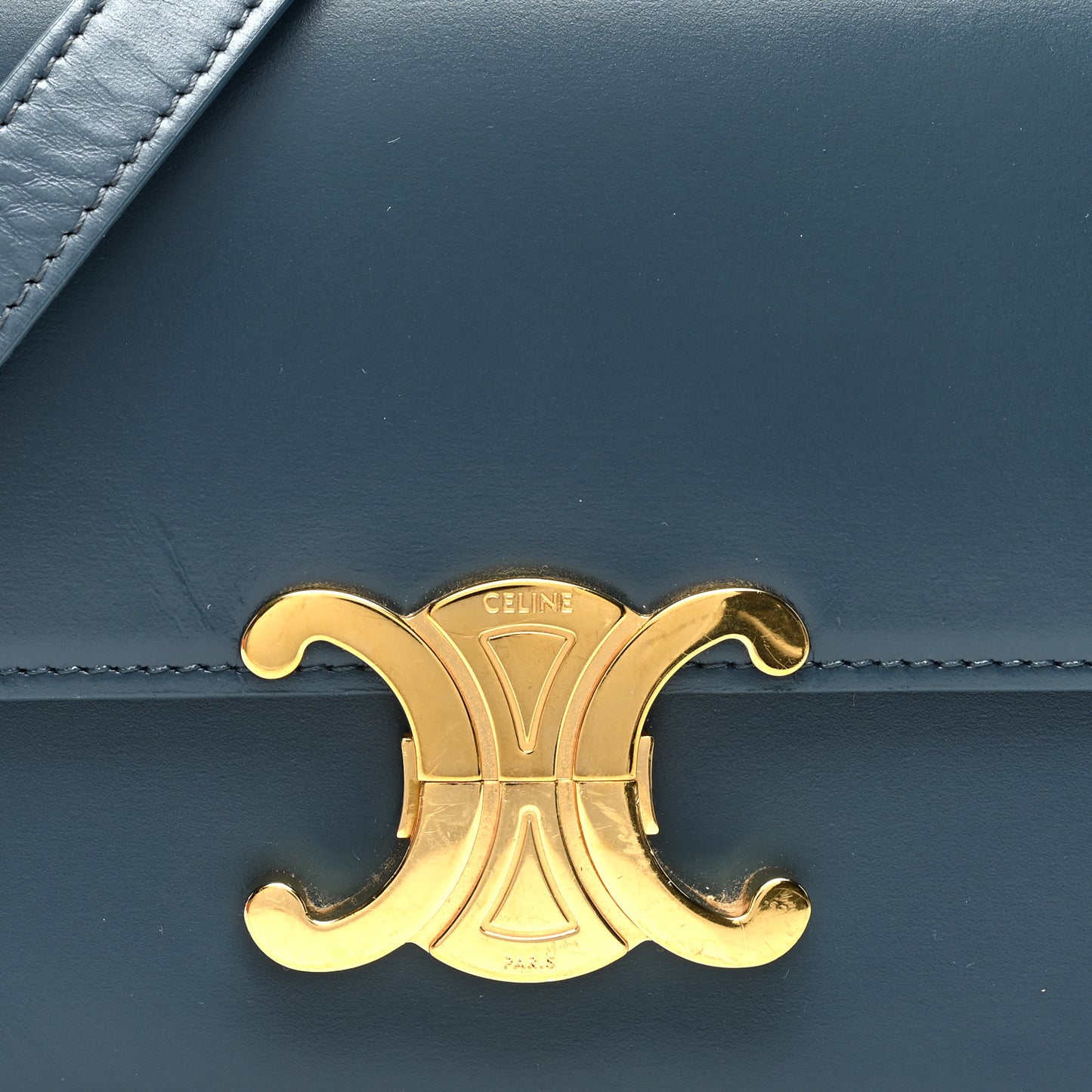 Shiny Calfskin Teen Triomphe Petrol