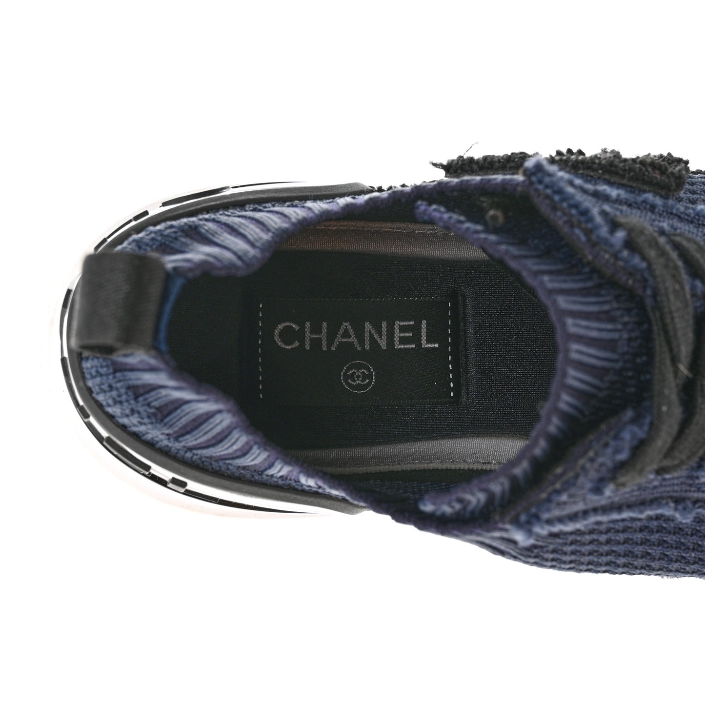 Fabric Logo Sneakers 37 Navy Black