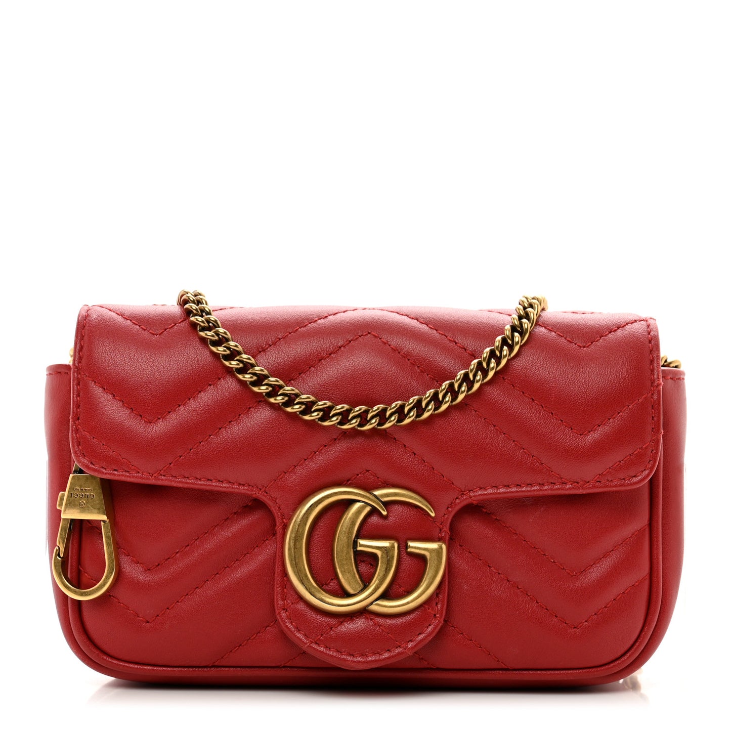 Calfskin Matelasse Super Mini GG Marmont Shoulder Bag Hibiscus Red