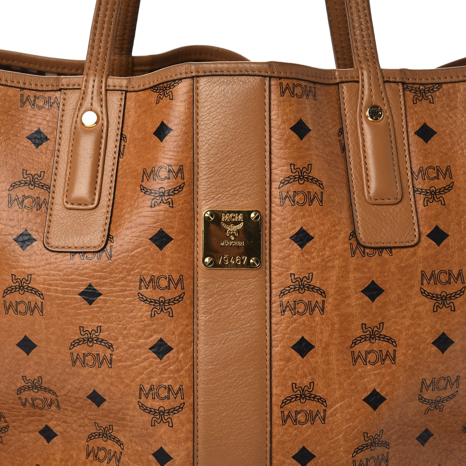 MCM Visetos Medium Liz Reversible Shopper Tote Cognac 13 of 14