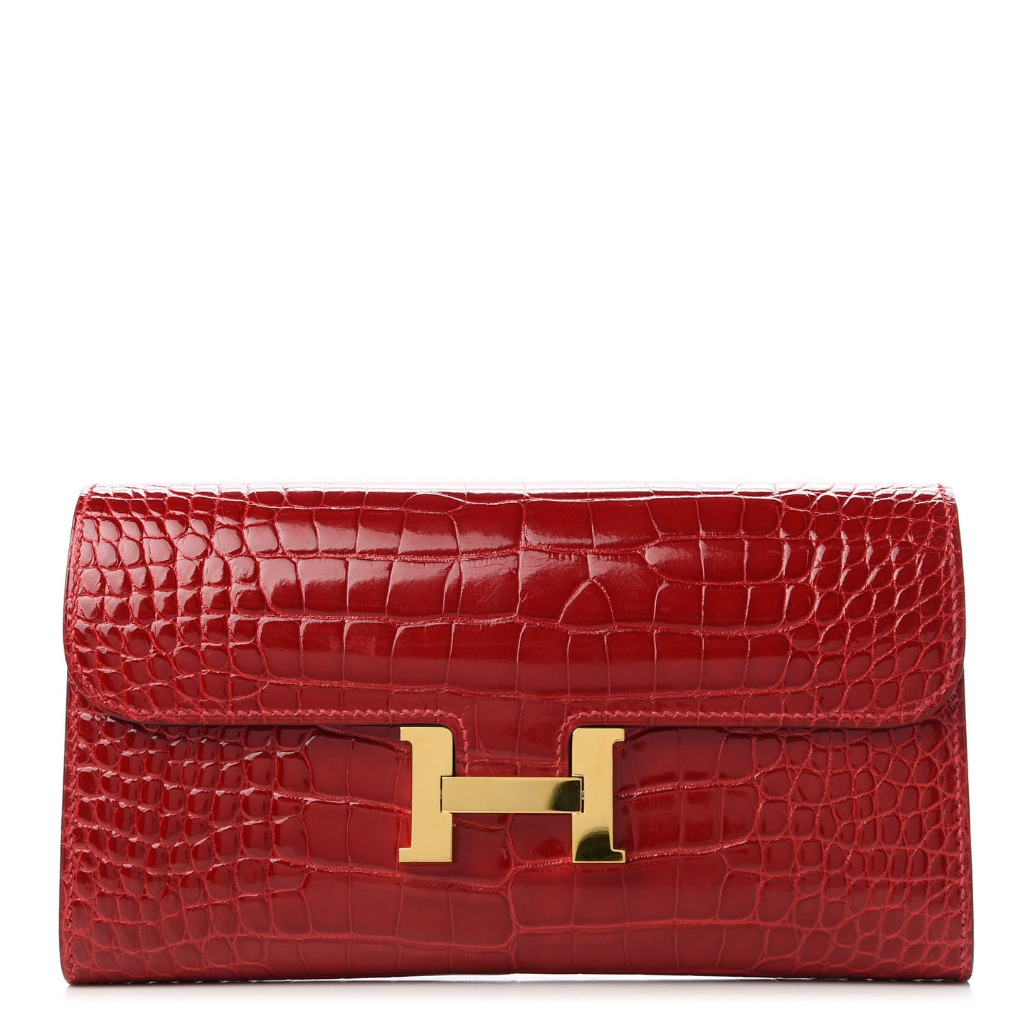 Shiny Alligator Constance Long Wallet Rouge Vif