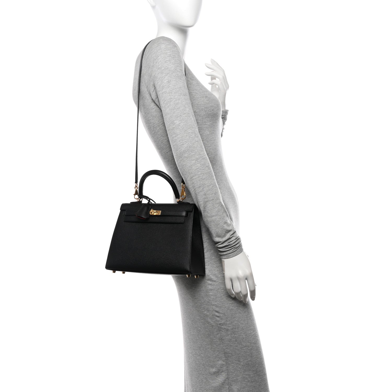 Hermes Epsom Horseshoe Kelly Sellier 25 Black Rouge Grenat 2 of 11