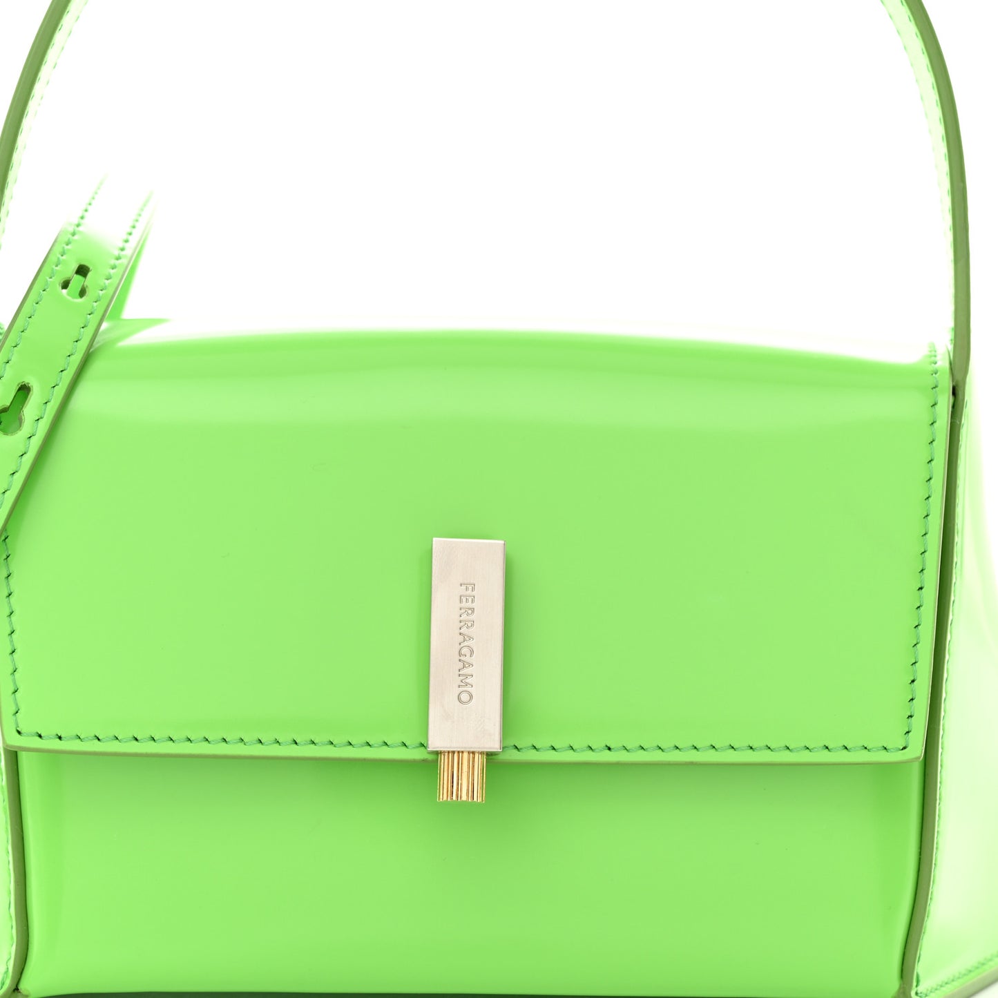 Calfskin Geometric Shoulder Bag Green