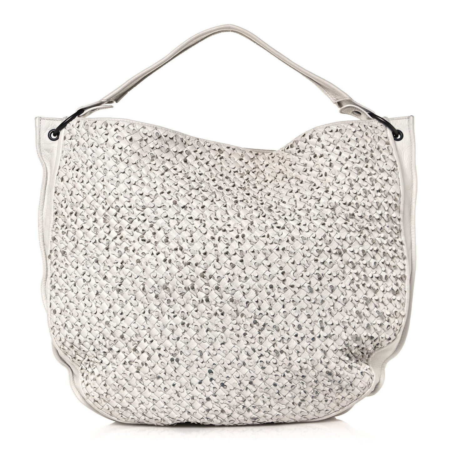 Nappa Intrecciato Large Loop Hobo White