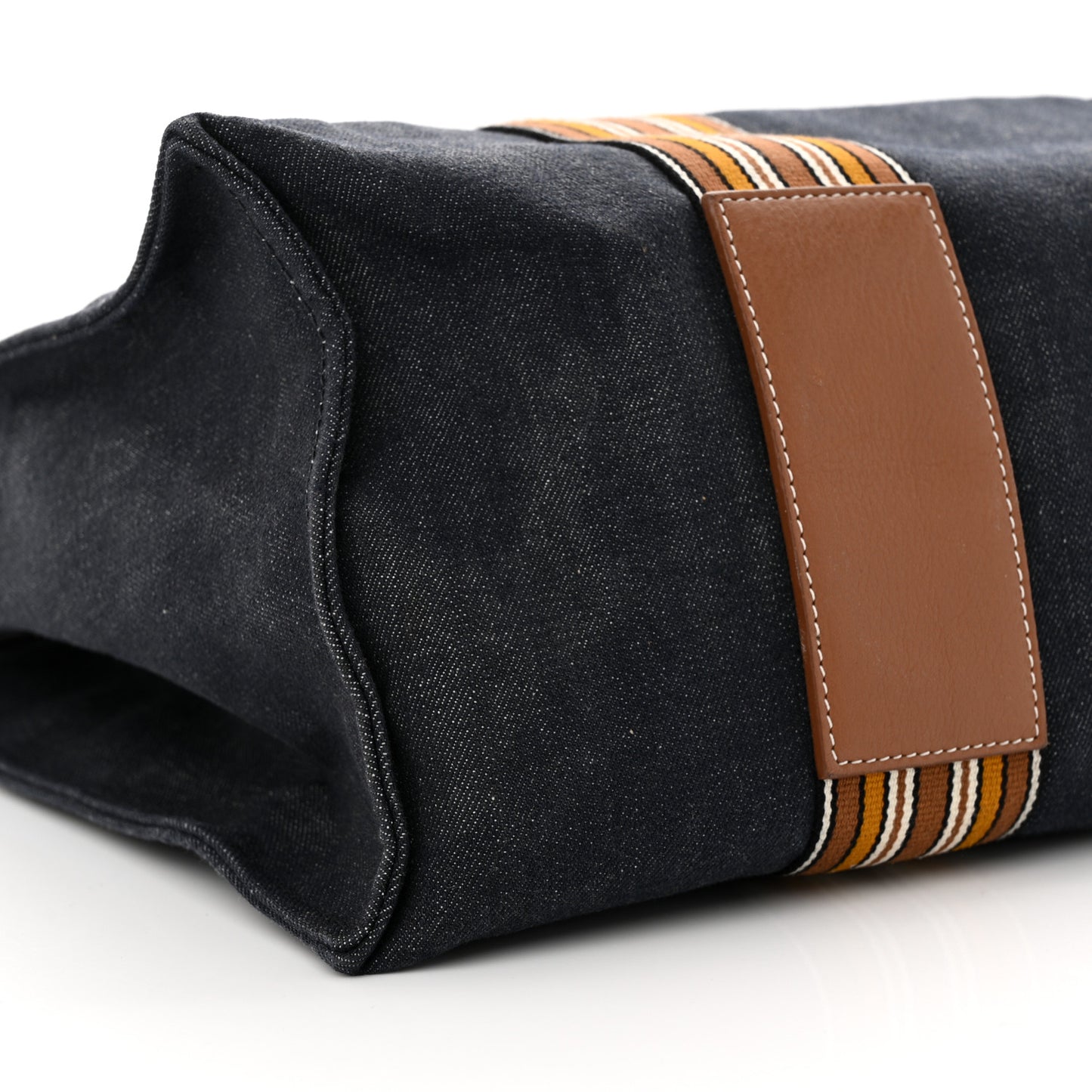 Denim Cotton Canvas The Suitcase Stripe Tote Blue