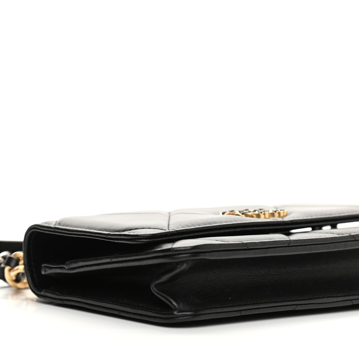Lambskin Quilted Chanel 19 Wallet On Chain WOC Black