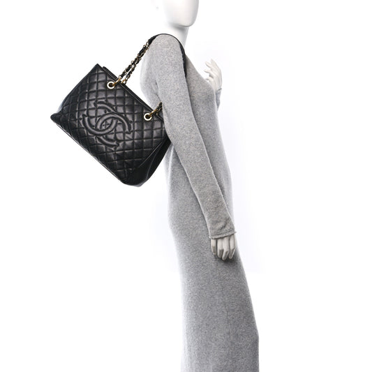 Caviar Quilted Grand Shopping Tote GST Black