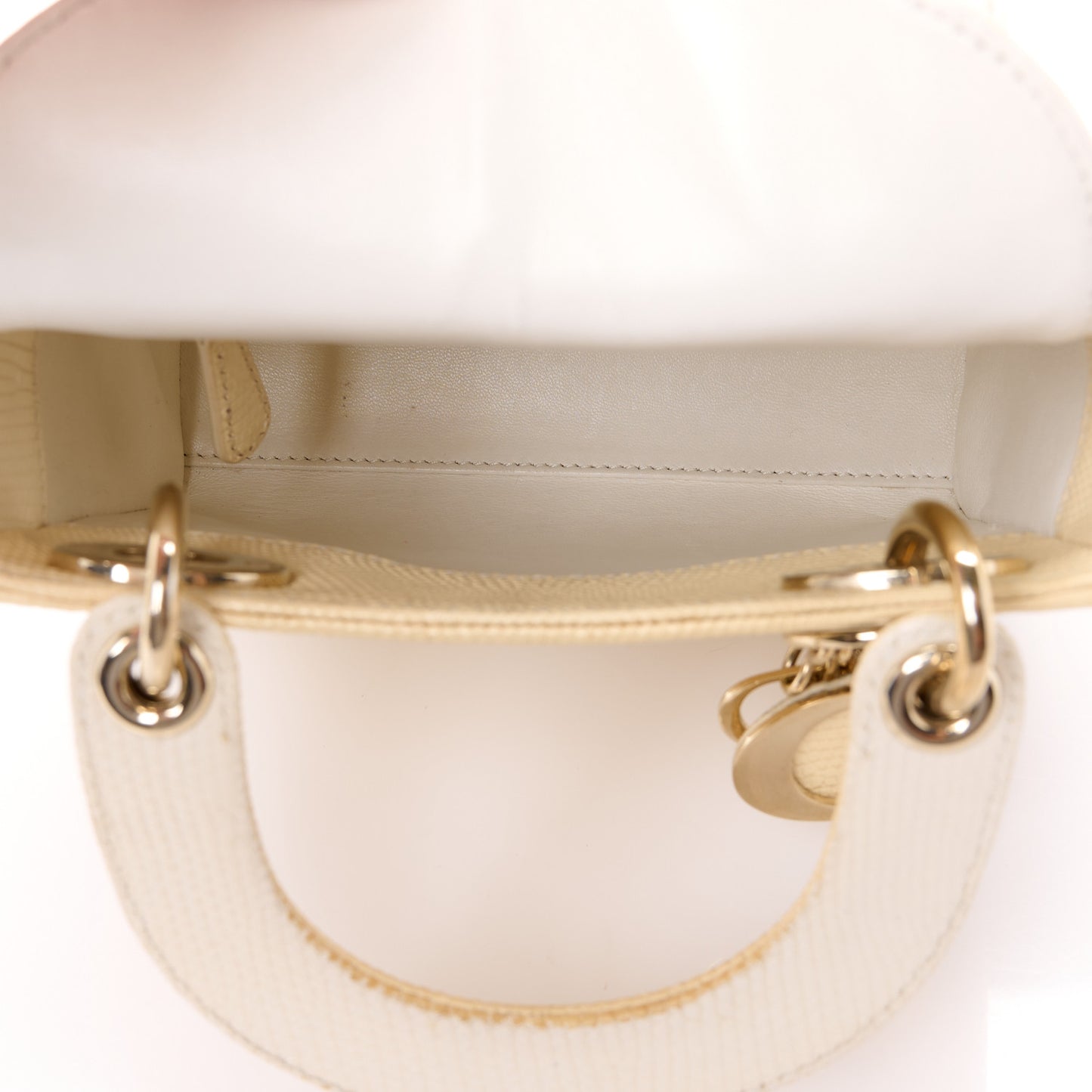 Lizard Mini Lady Dior White