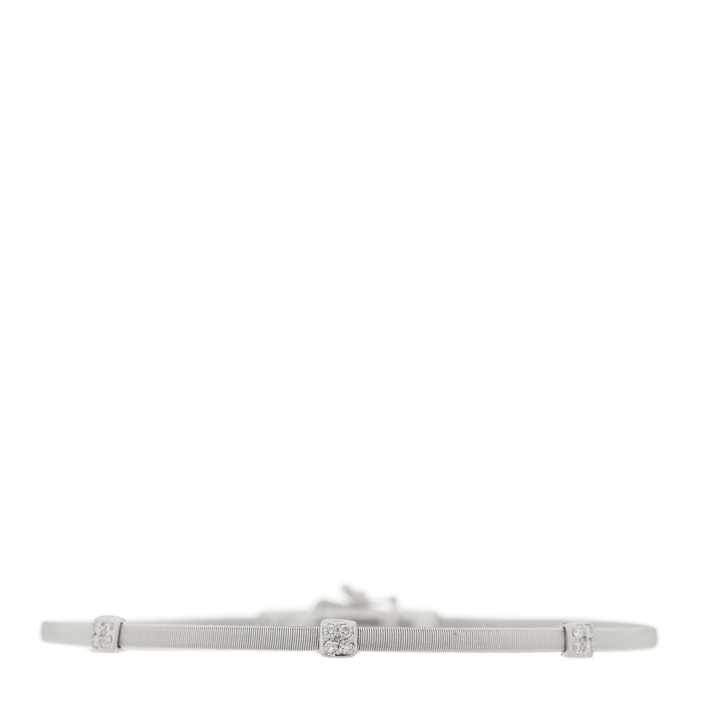 18K White Gold Diamond Masai Medium Three Station Bracelet