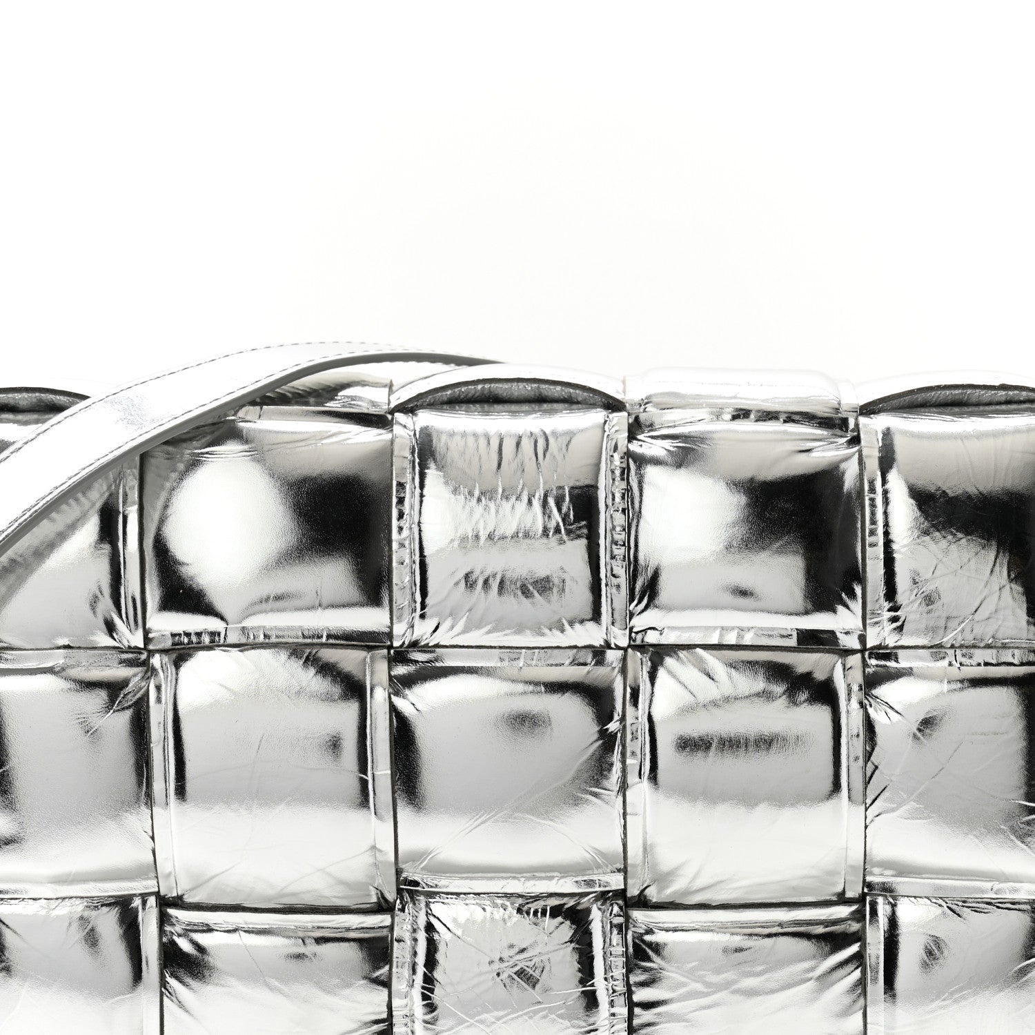 Bottega Veneta Metallic Lambskin Padded Cassette Crossbody Bag Silver 8 of 13