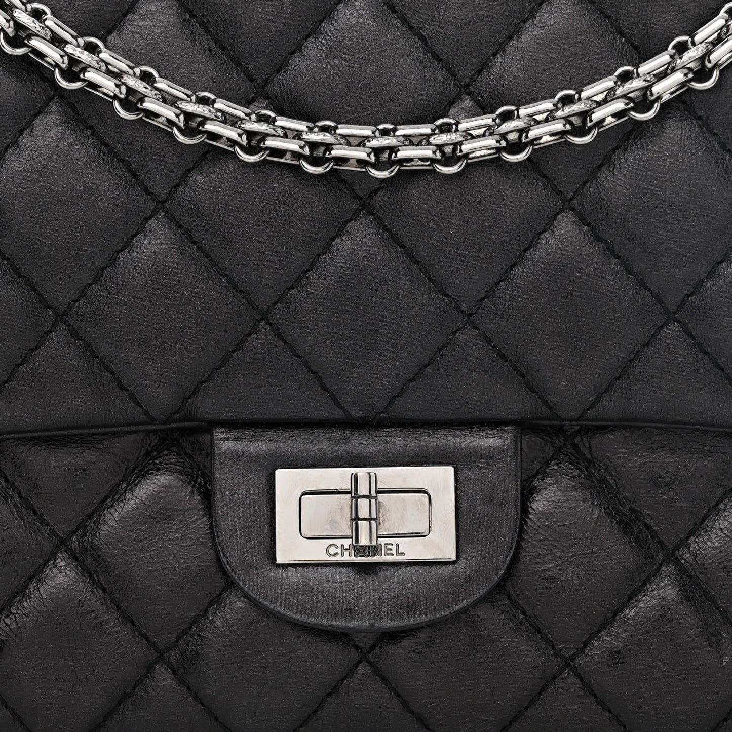 Aged Calfskin Quilted 2.55 Reissue 226 Flap Black