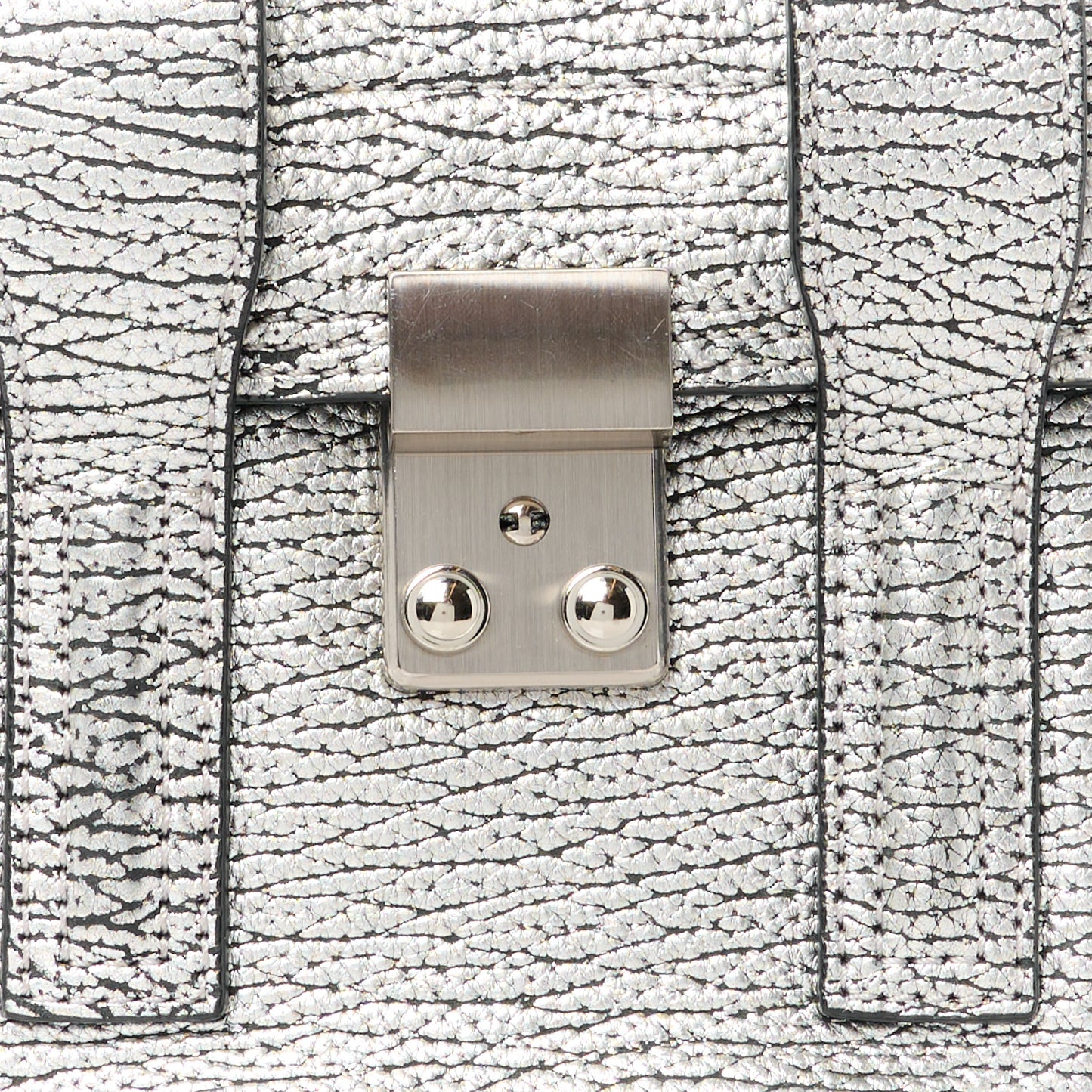 Metallic Textured Calfskin Mini Pashli Satchel Black Silver