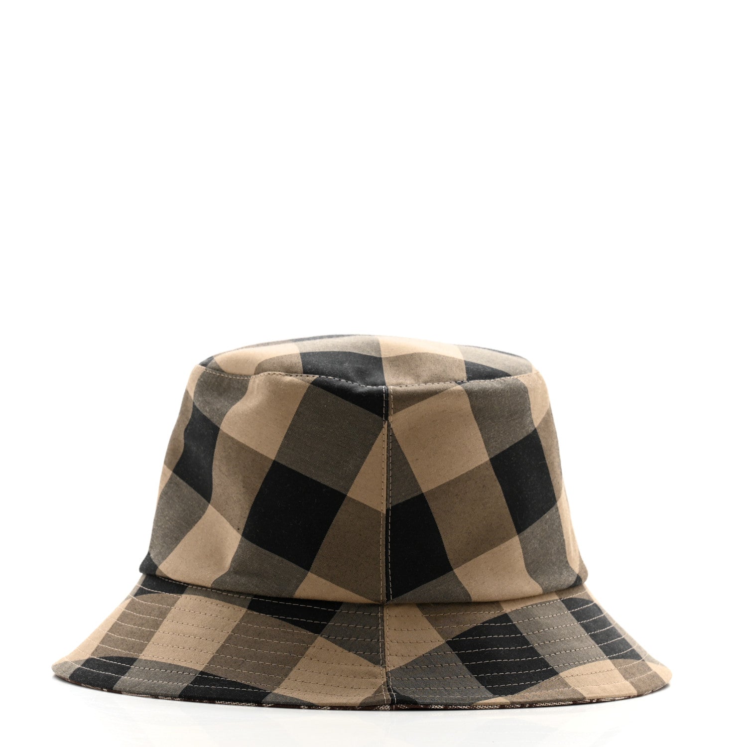 Christian Dior Polyester Cotton Gingham Oblique Reversible Bucket Hat 57 Beige 6 of 15