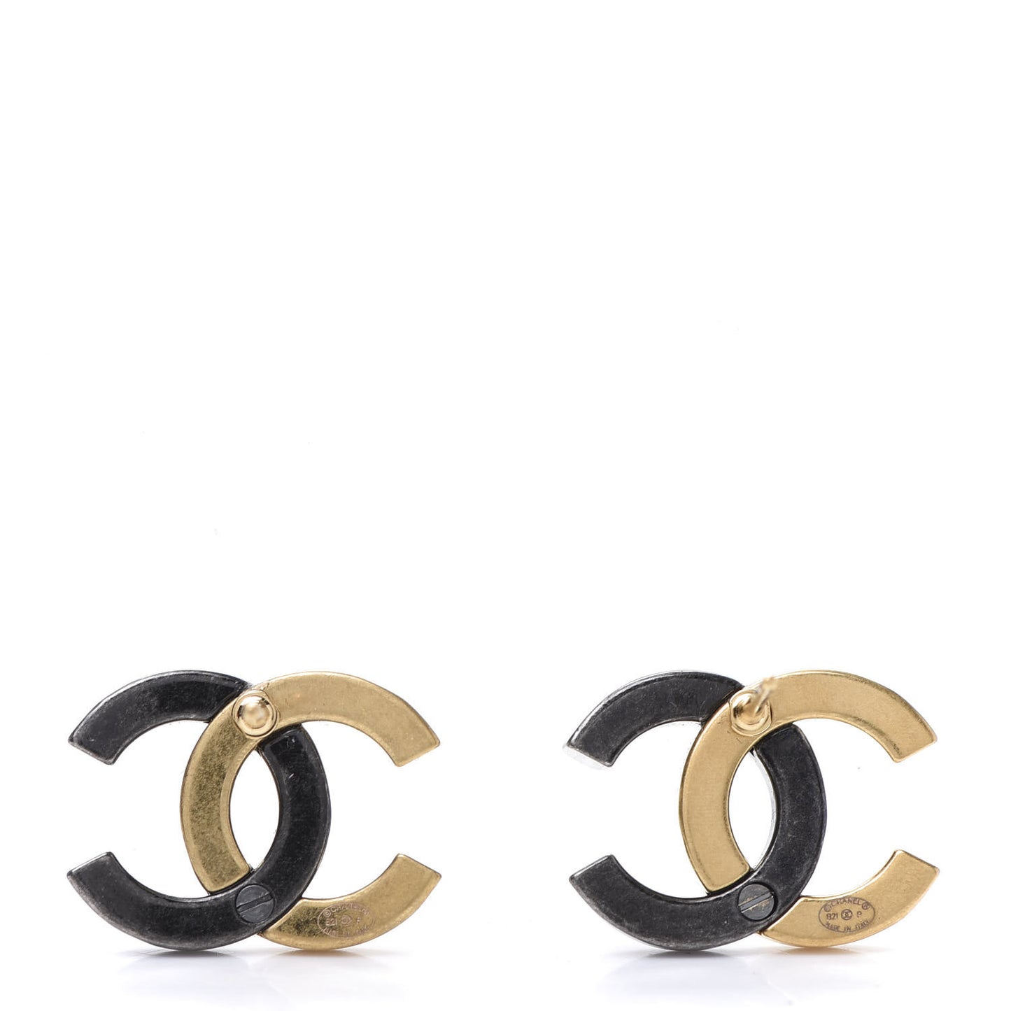 Metal CC Earrings Gold Ruthenium