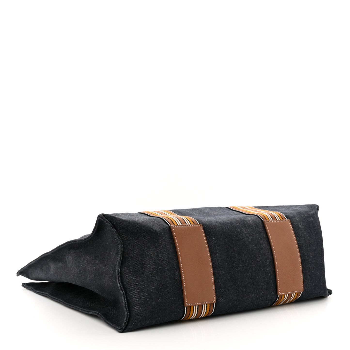 Denim Cotton Canvas The Suitcase Stripe Tote Blue