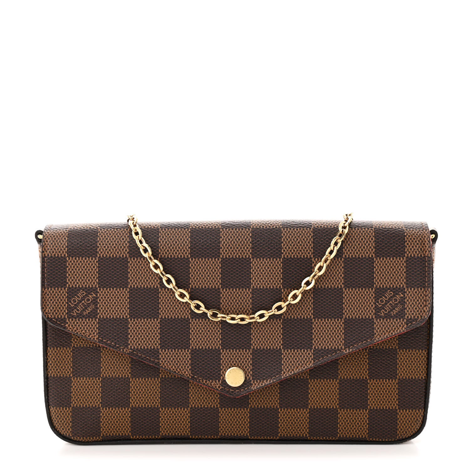 Louis Vuitton Damier Ebene Pochette Felicie Chain Wallet 3 of 11