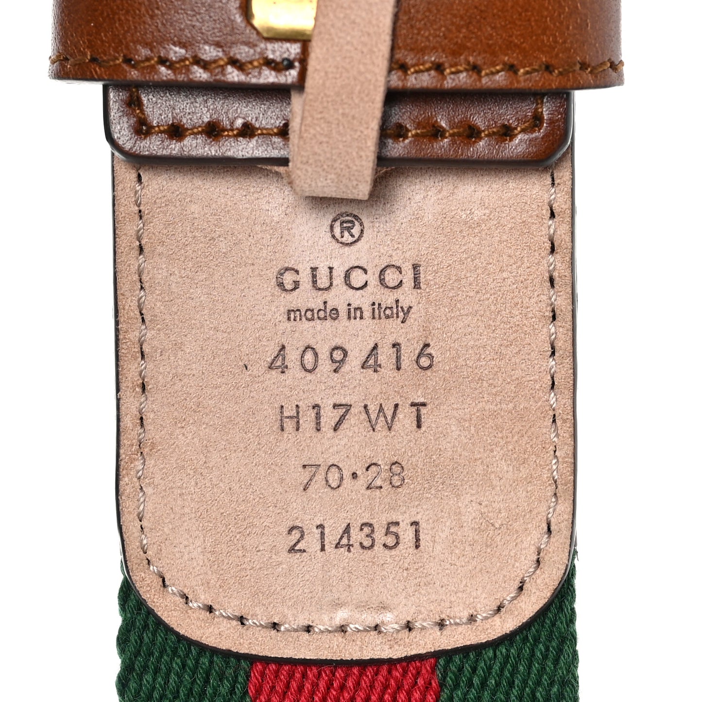 Nylon Calfskin Double G Web 40mm Belt 70 28 Green Red Cuir