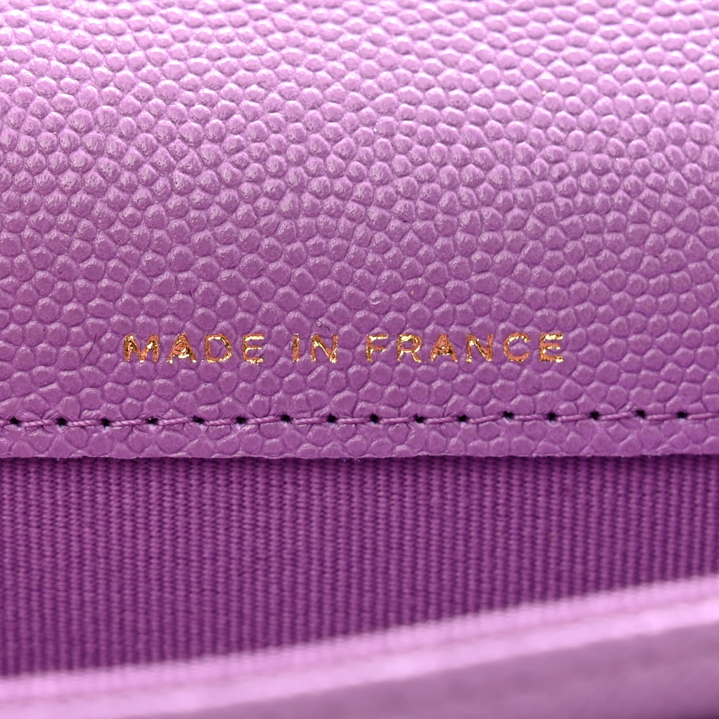 Caviar Quilted Flap Card Holder Wallet Purple