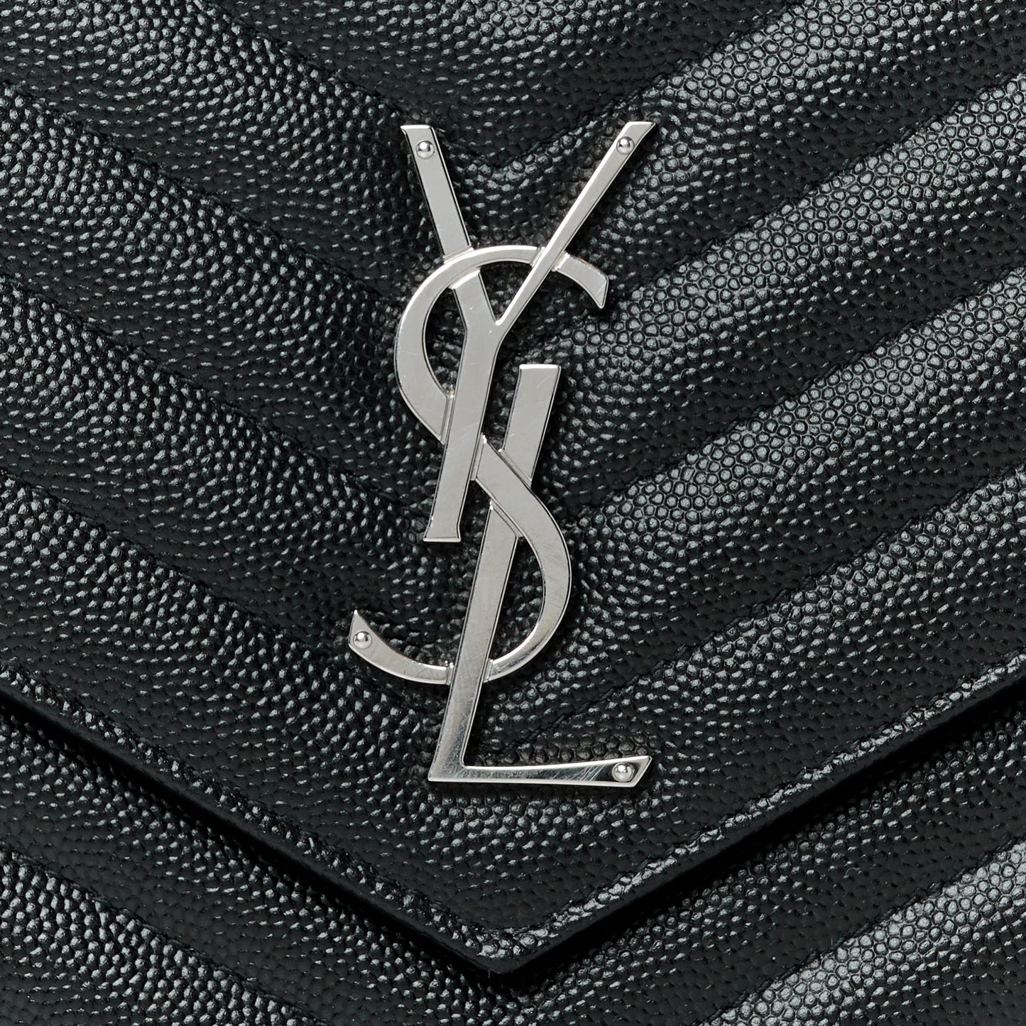 Grain De Poudre Matelasse Chevron Monogram Envelope Clutch Black