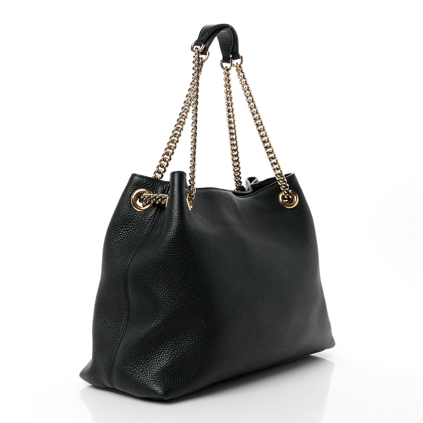 Pebbled Calfskin Medium Soho Chain Shoulder Bag Black