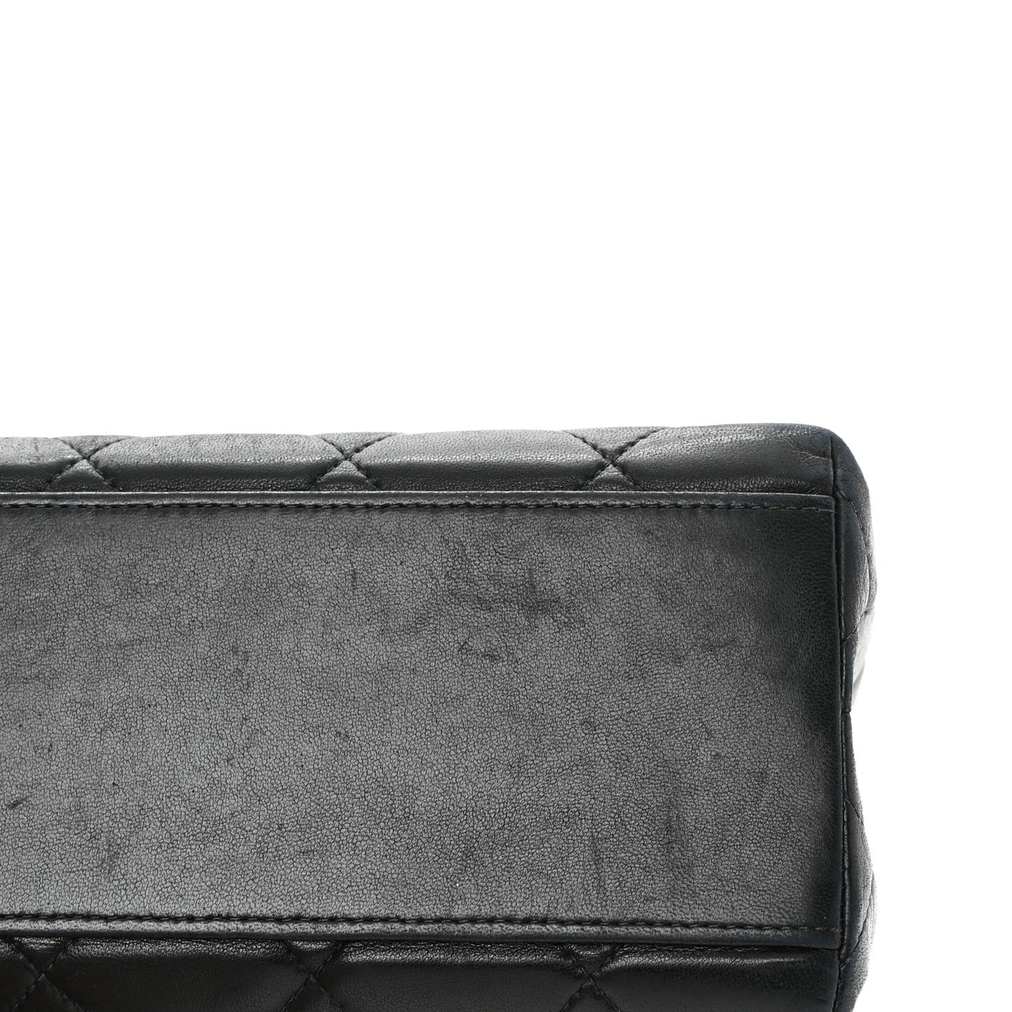 Lambskin Quilted Shopping Tote Black