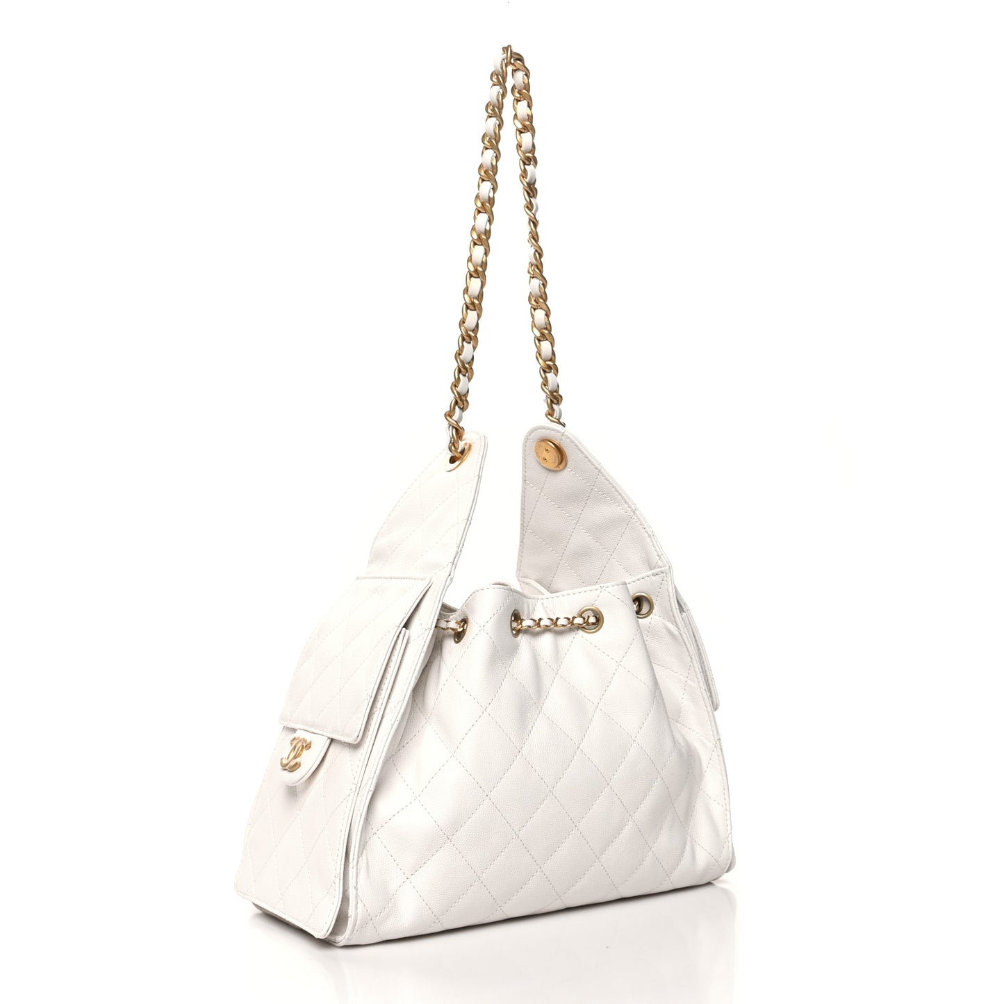 Caviar Quilted Small Chanel 25 Handbag White