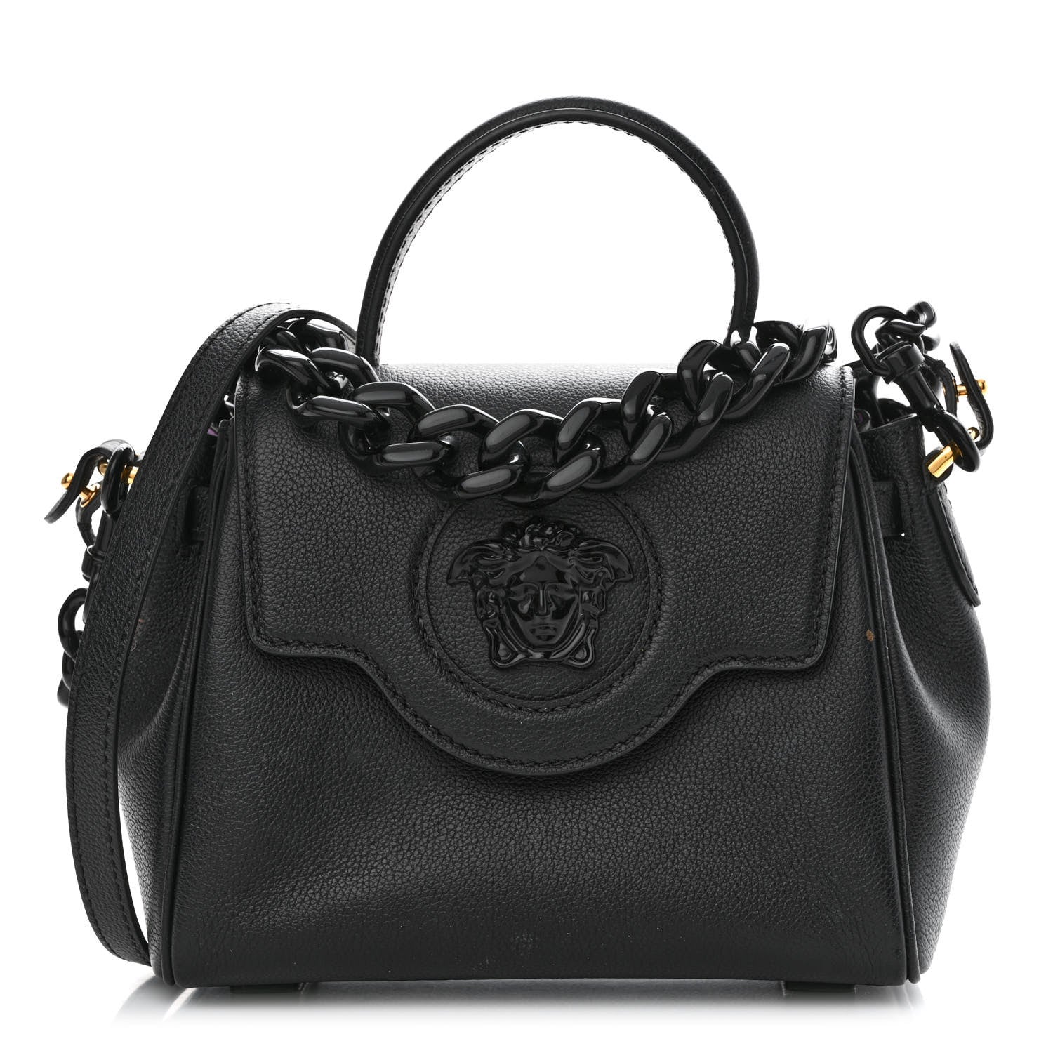 Versace Grained Calfskin Small La Medusa Top Handle Bag Black Lilac 1 of 13