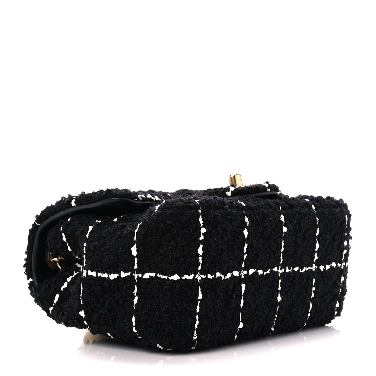 Tweed Quilted Mini Square Pearl Crush Flap Black
