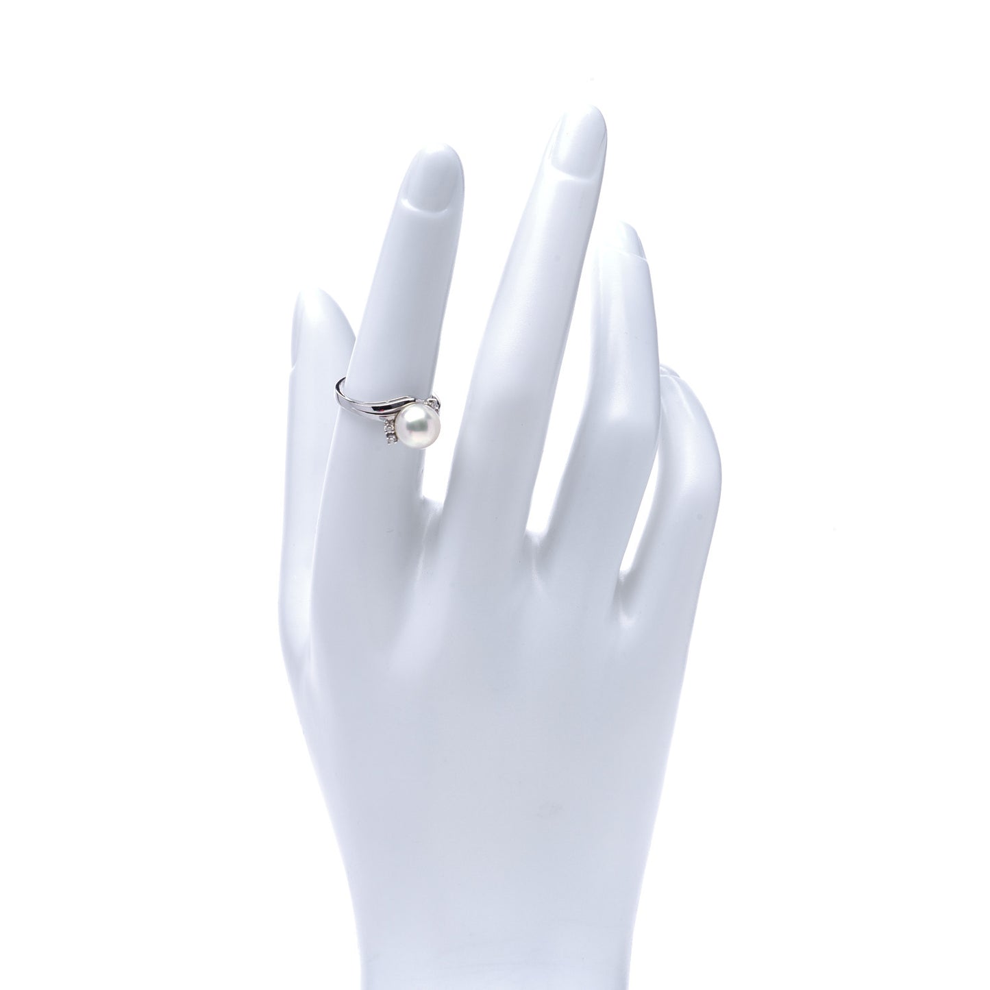 Platinum Diamond Pearl 8mm Ring 52 6