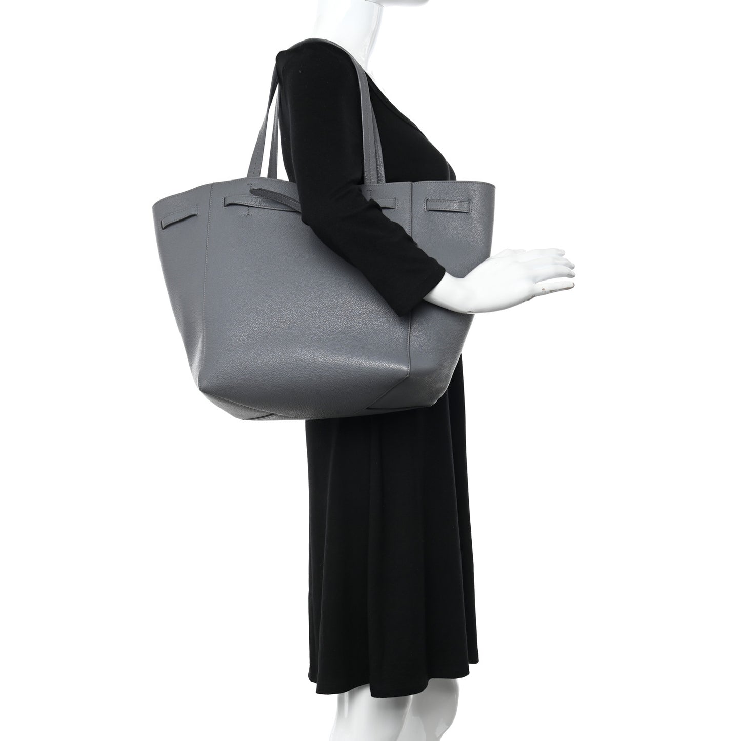 Soft Grained Calfskin Small Belt Cabas Phantom Medium Grey