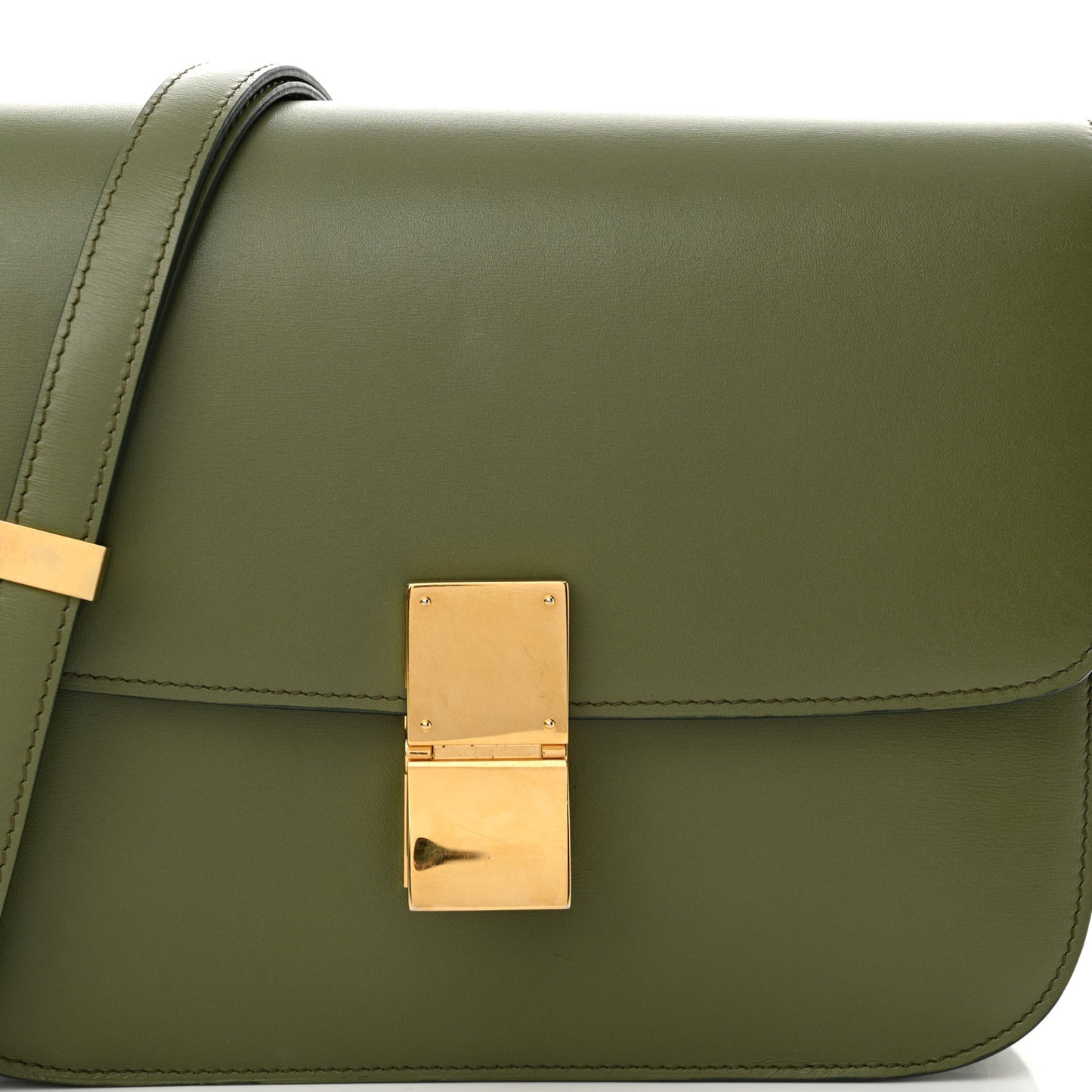 Box Calfskin Classic Box Medium Flap Bag Army Green